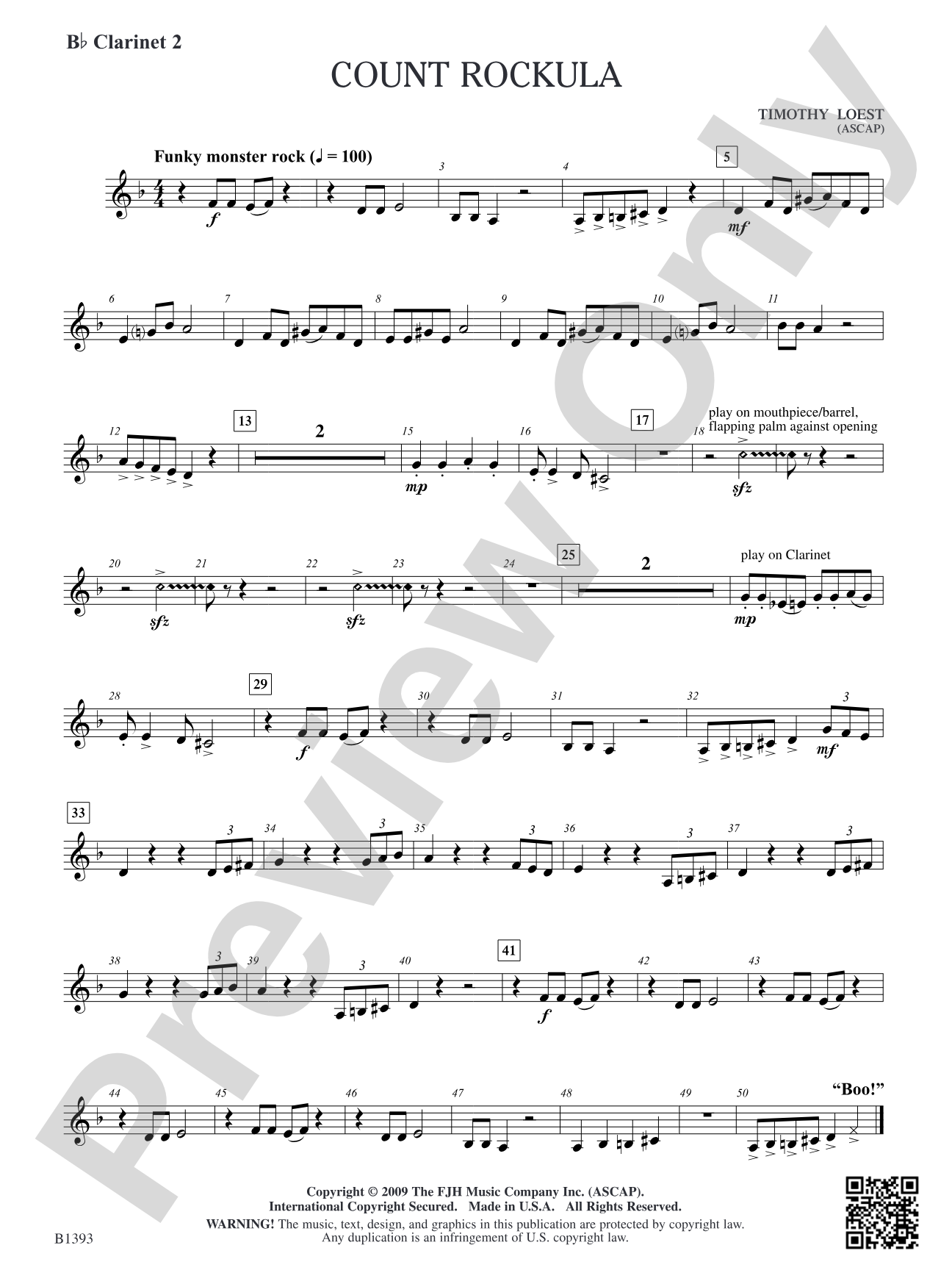 Count Rockula: B-flat Clarinet 2