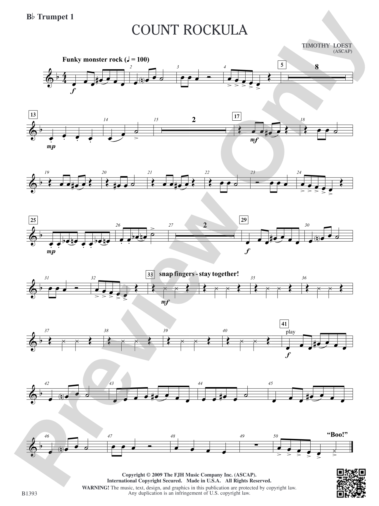 Count Rockula: B-flat Trumpet 1