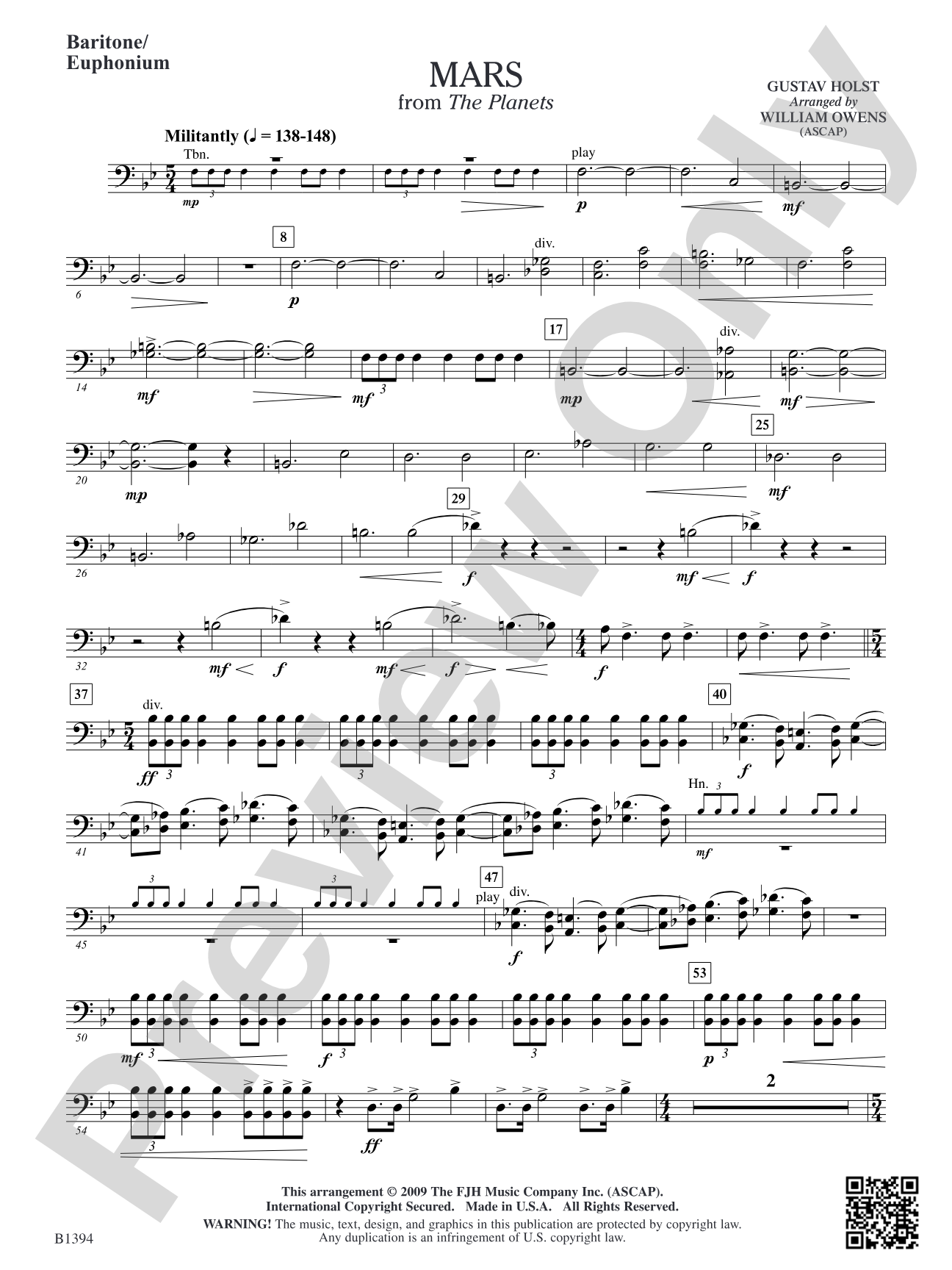 Mars from The Planets: Baritone/Euphonium
