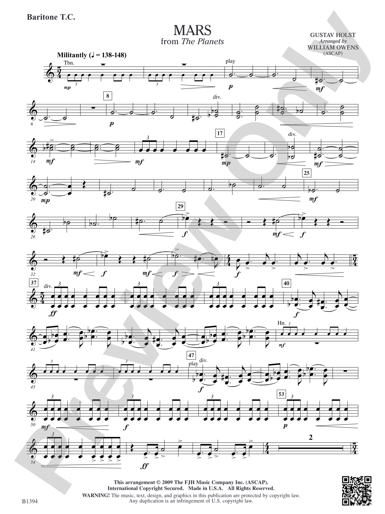 Mars from The Planets: Baritone T.C.