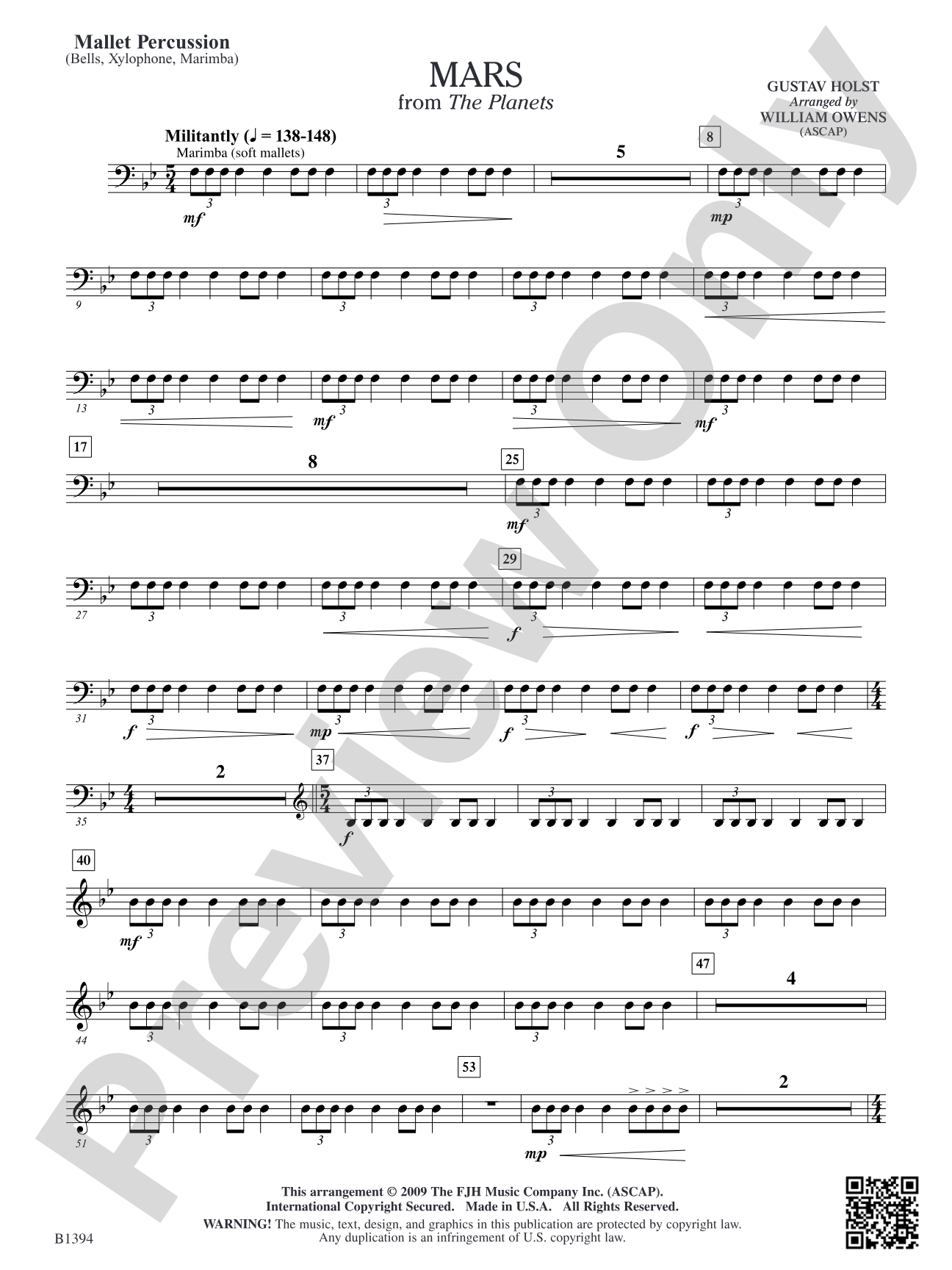 Mars from The Planets: Mallet Percussion