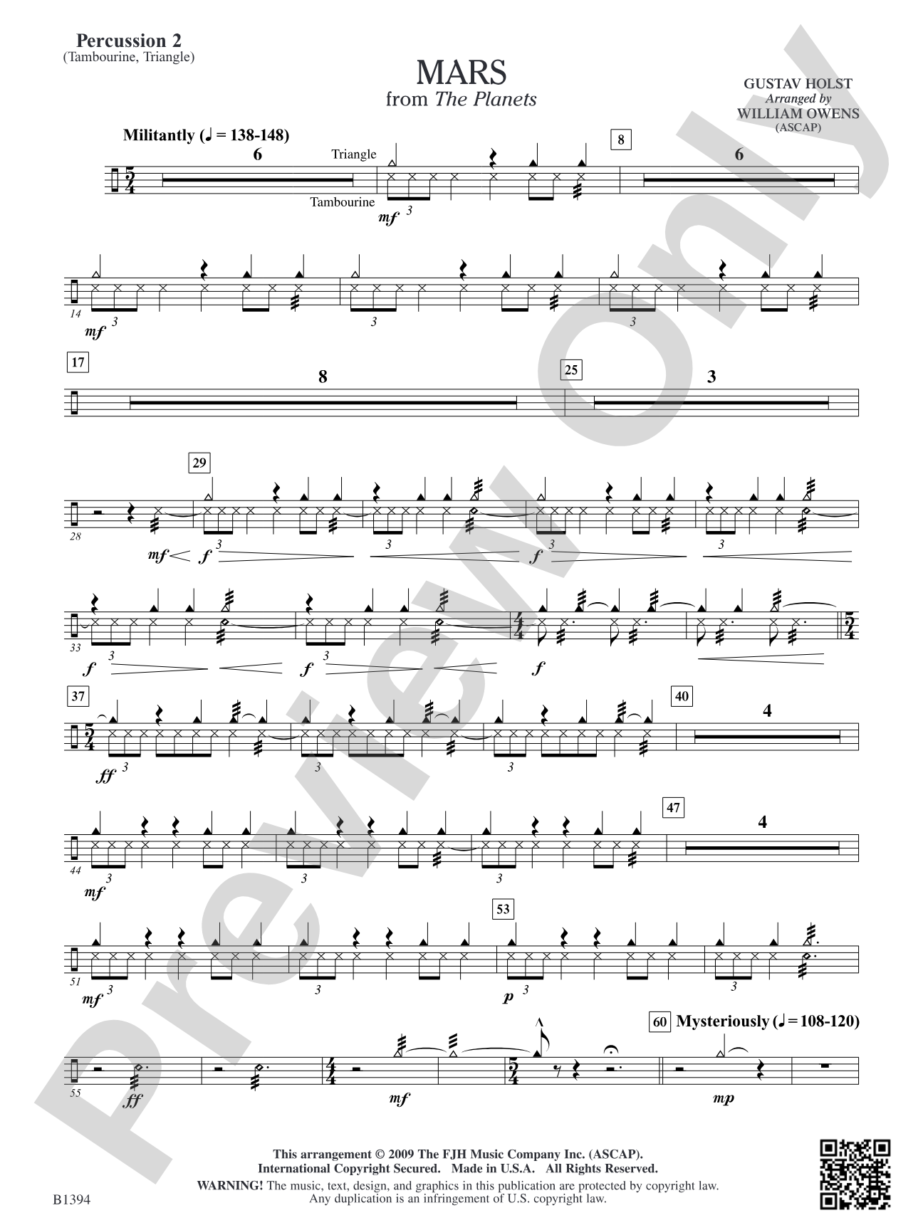 Mars from The Planets: Percussion 2