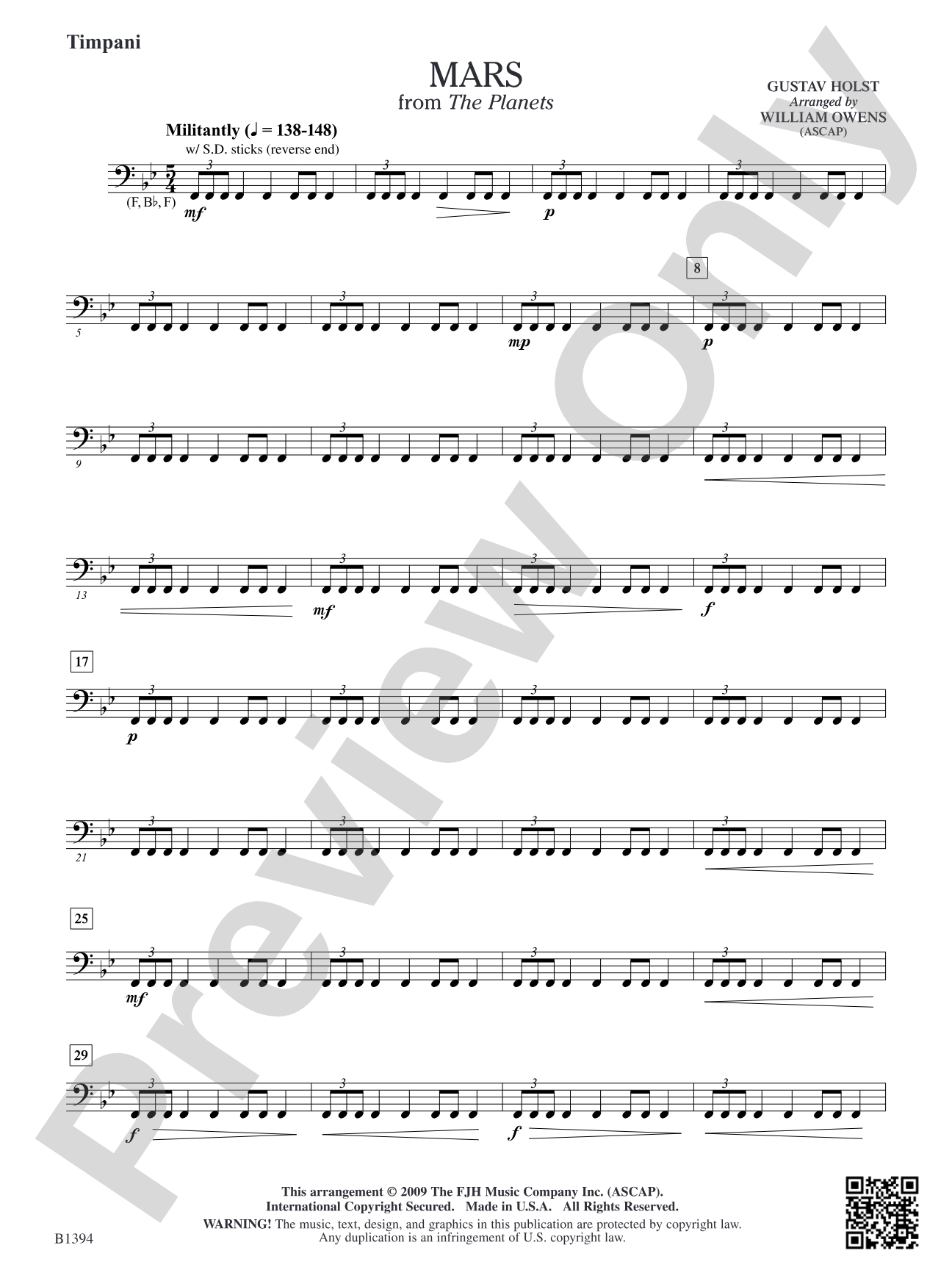 Mars from The Planets: Timpani