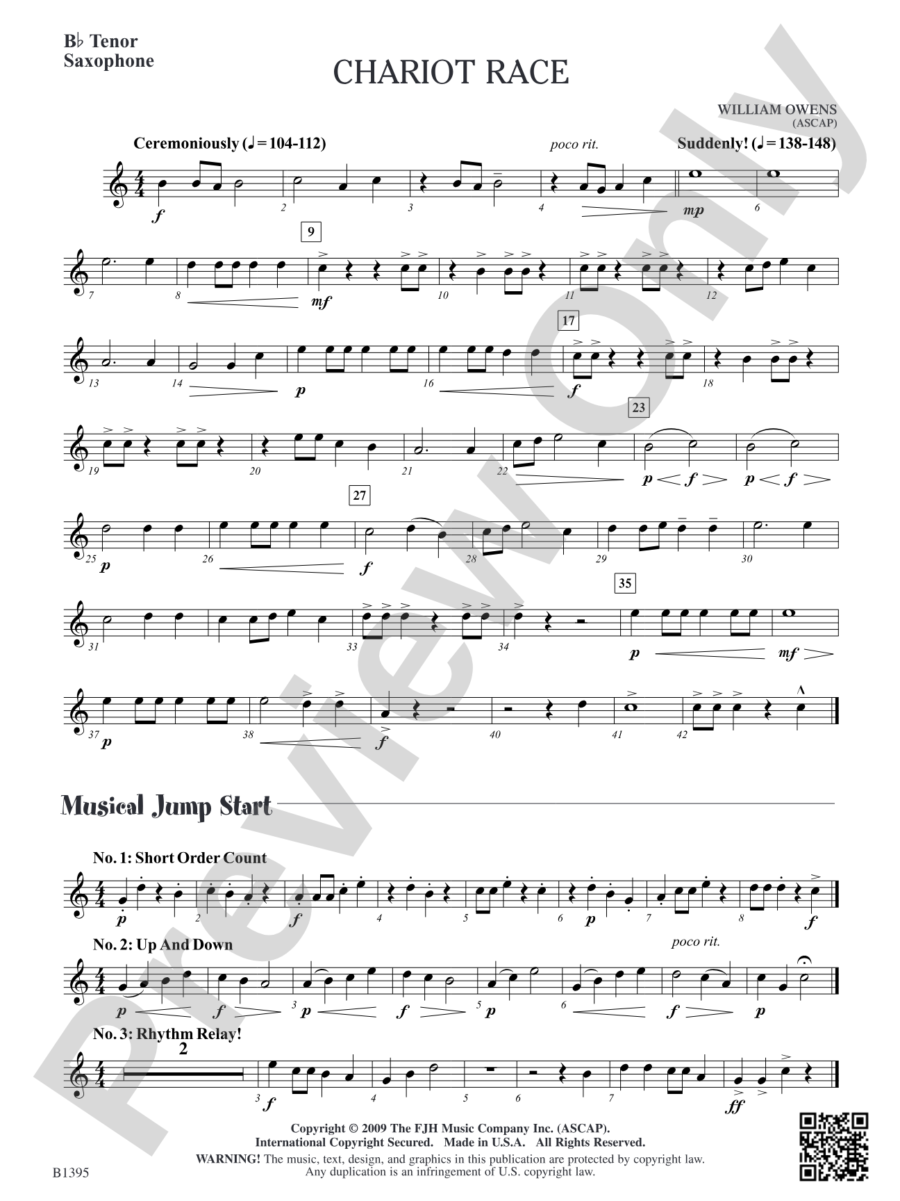 Chariot Race: B-flat Tenor Saxophone