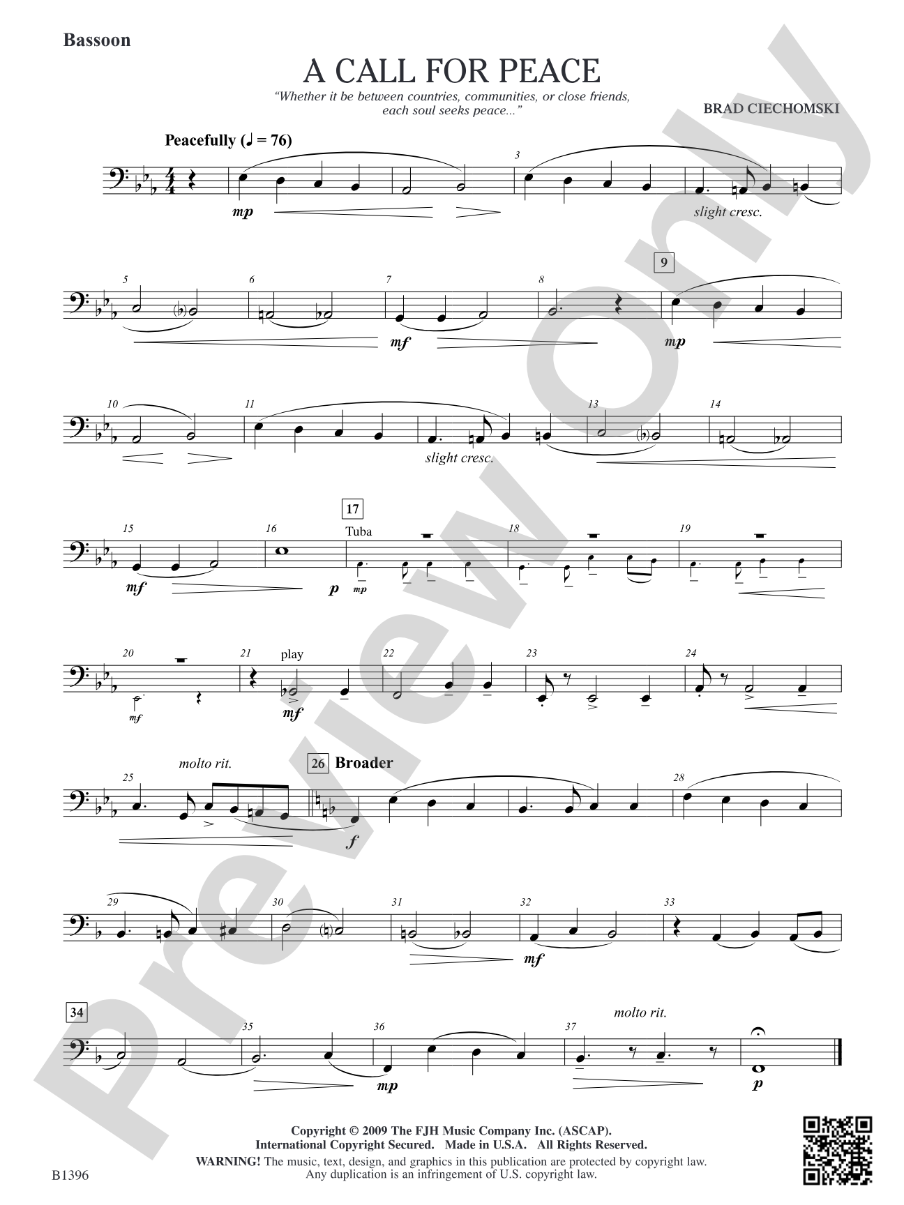A Call for Peace: Bassoon