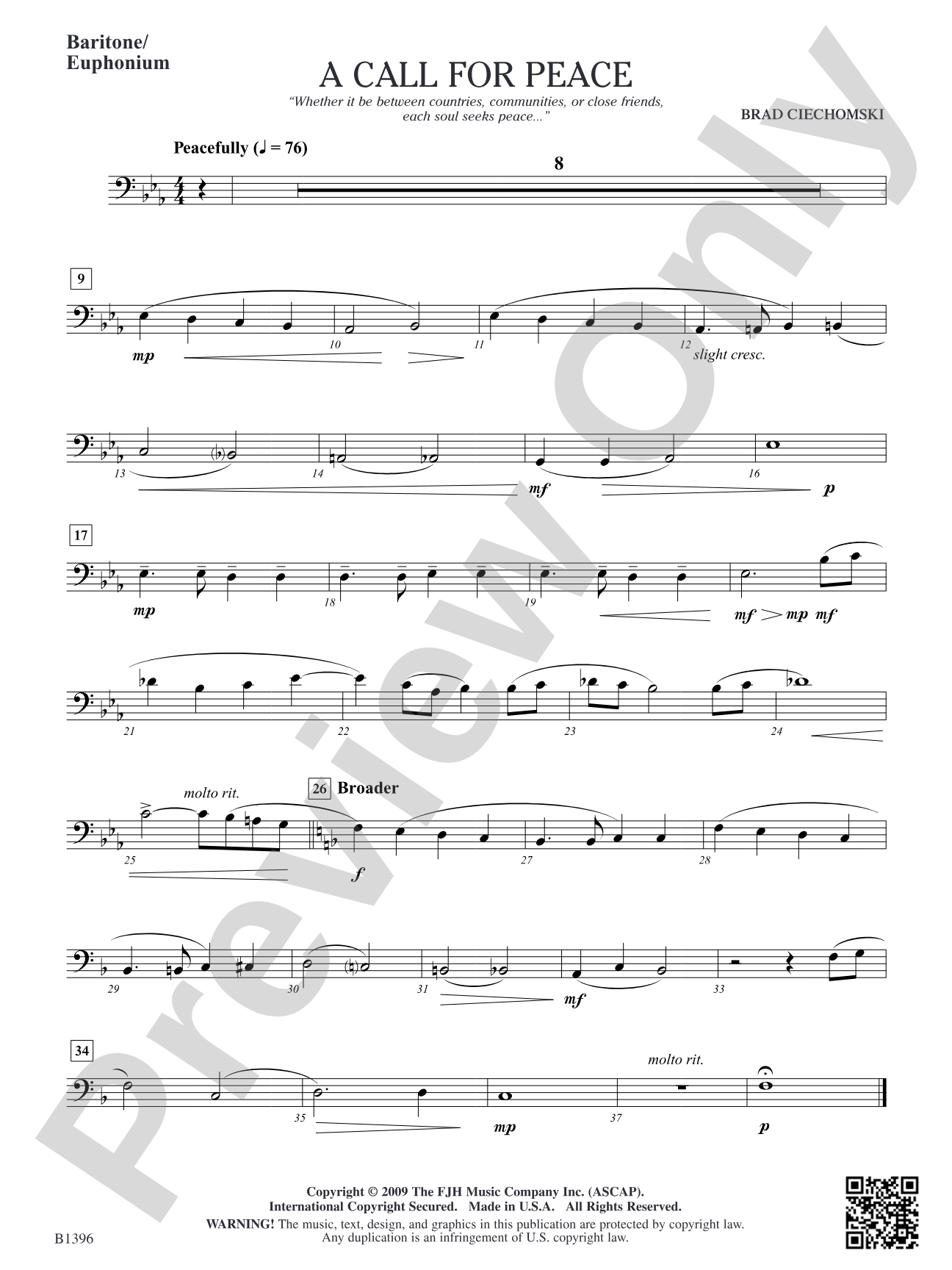 A Call for Peace: Baritone/Euphonium