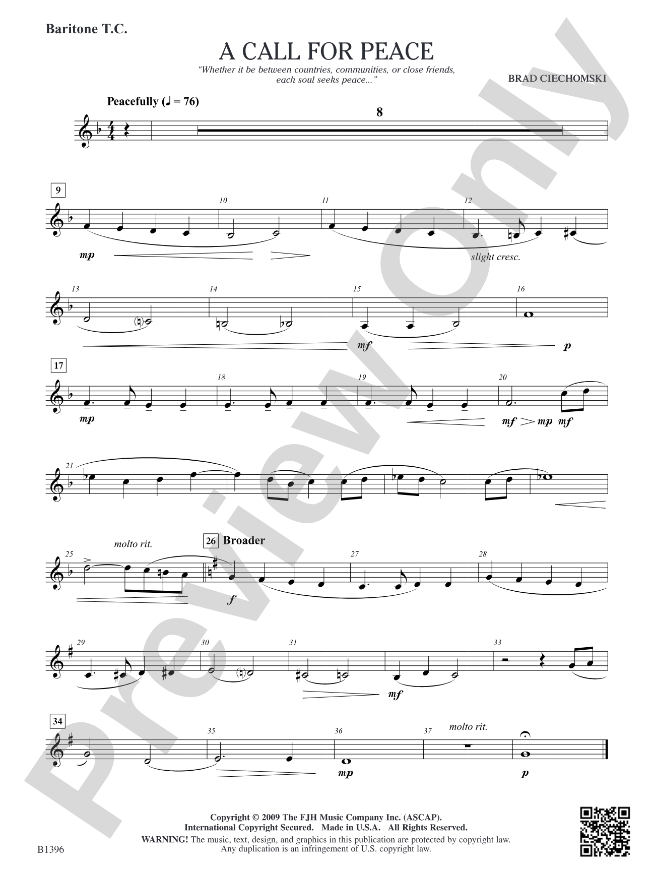 A Call for Peace: Baritone T.C.