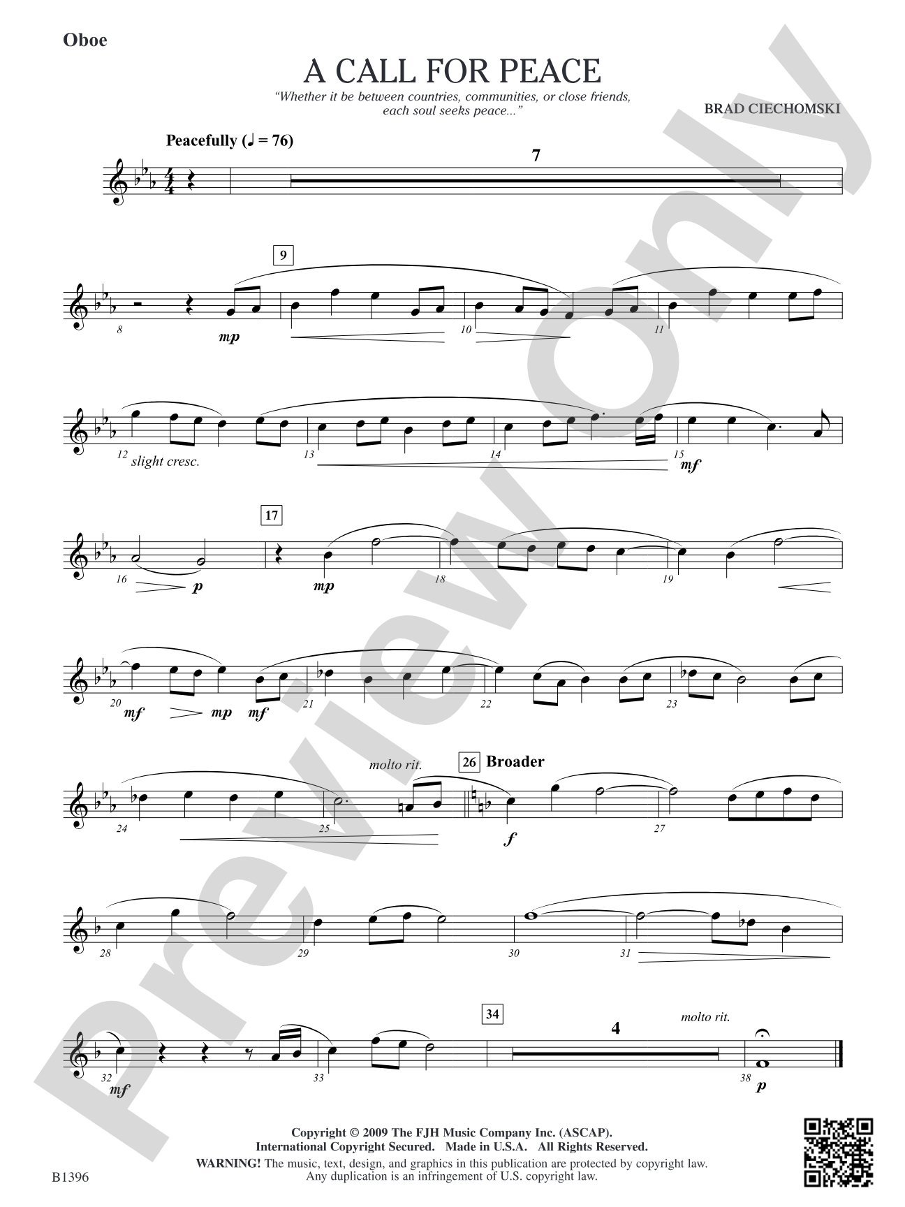 A Call for Peace: Oboe