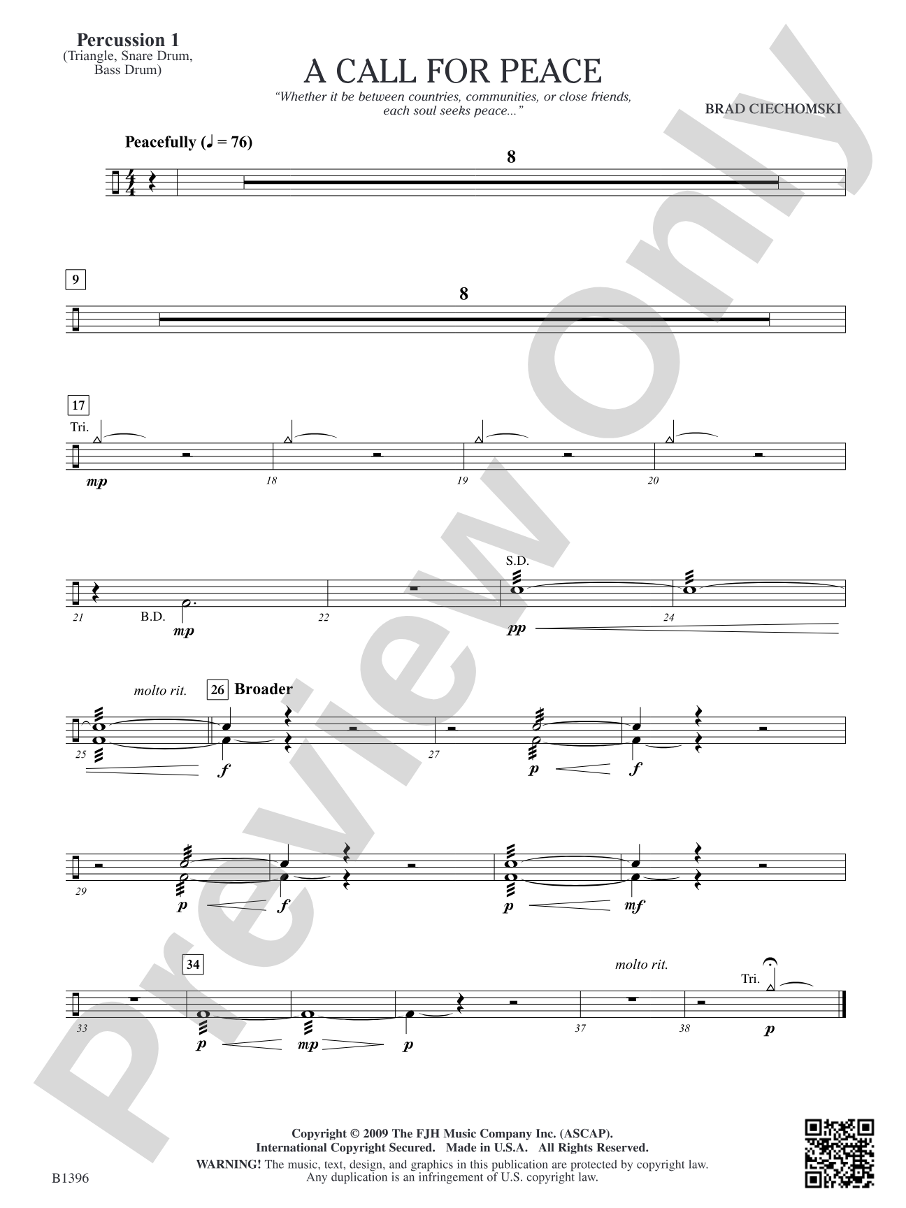 A Call for Peace: Percussion 1