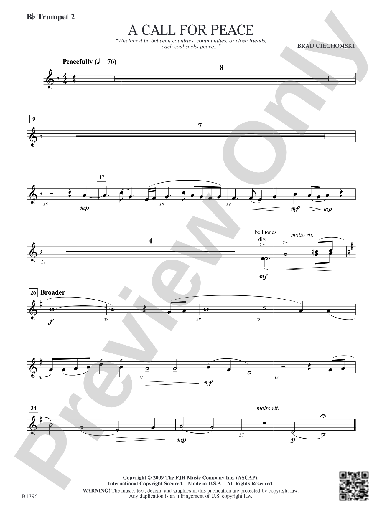 A Call for Peace: B-flat Trumpet 2