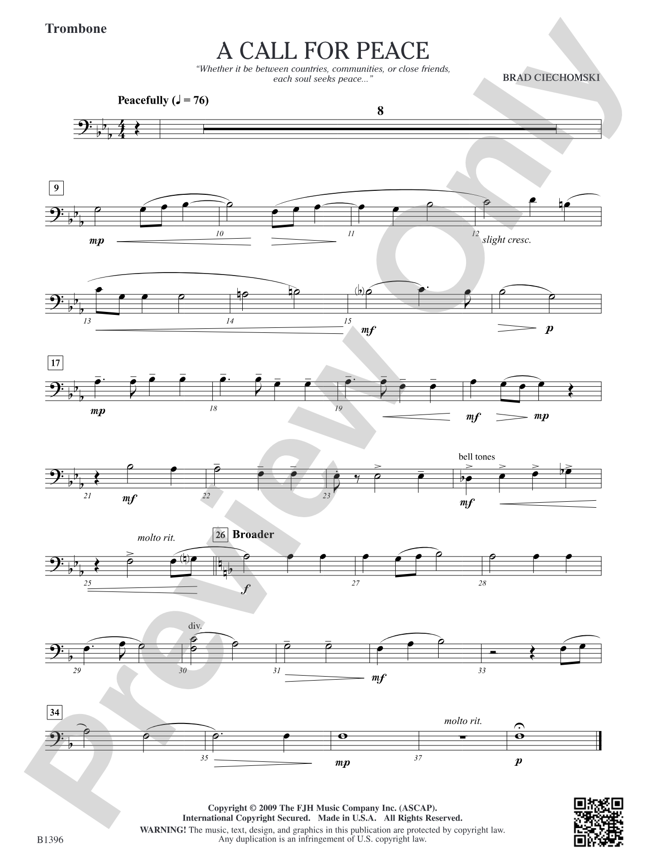 A Call for Peace: Trombone