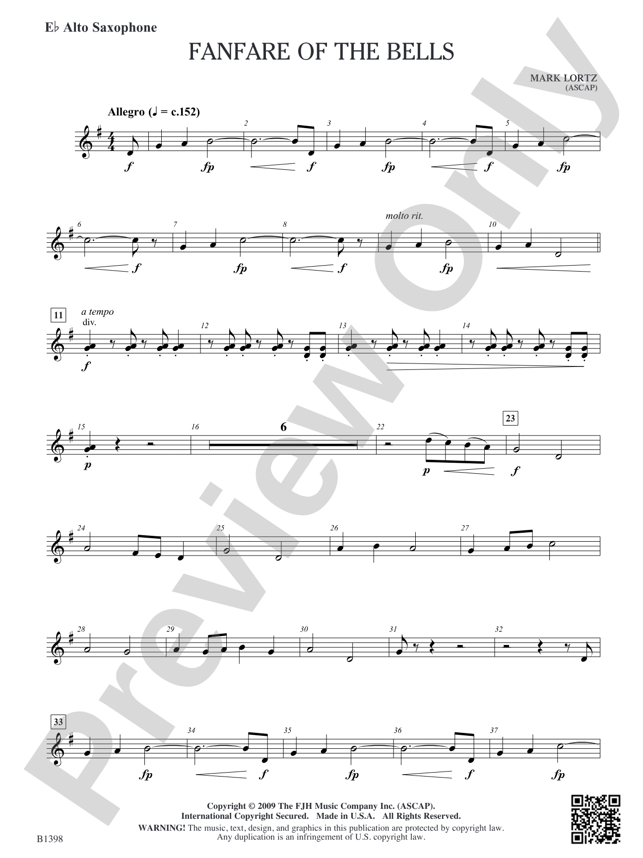 Fanfare of the Bells: E-flat Alto Saxophone