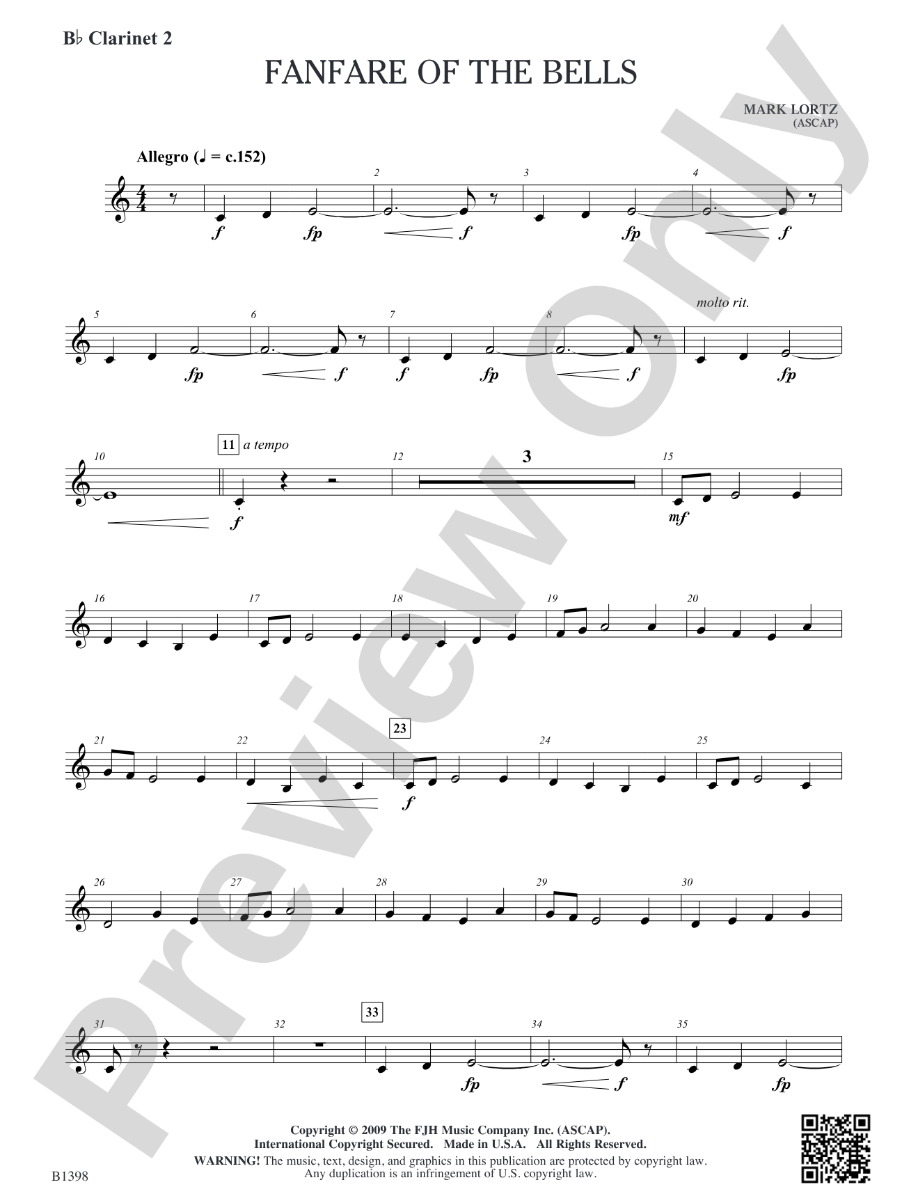 Fanfare of the Bells: B-flat Clarinet 2