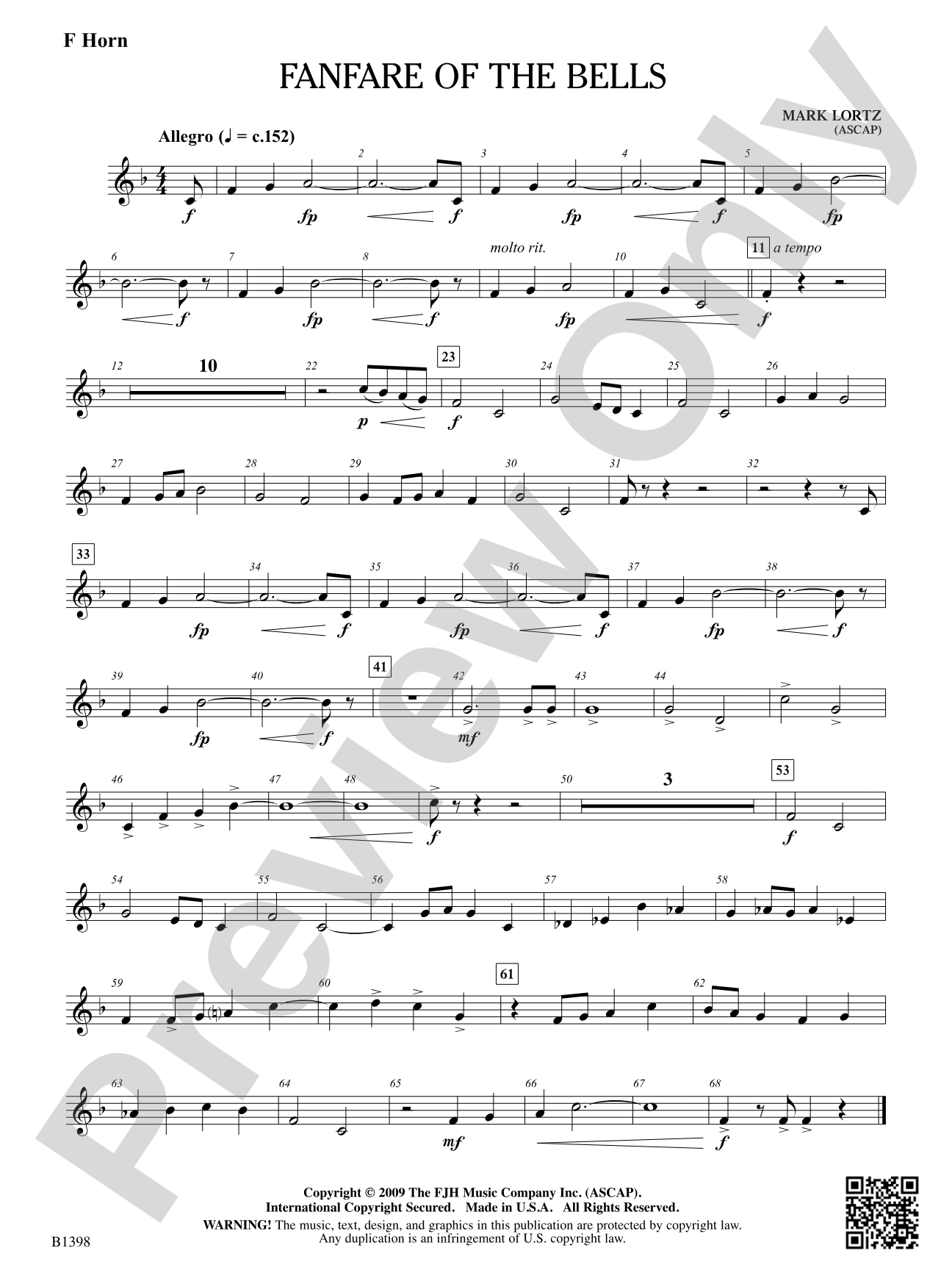 Fanfare of the Bells: F Horn