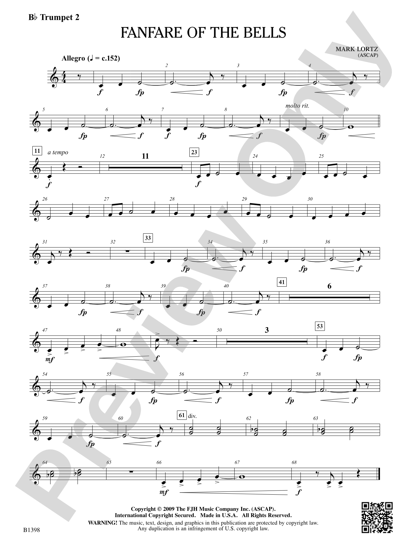 Fanfare of the Bells: B-flat Trumpet 2