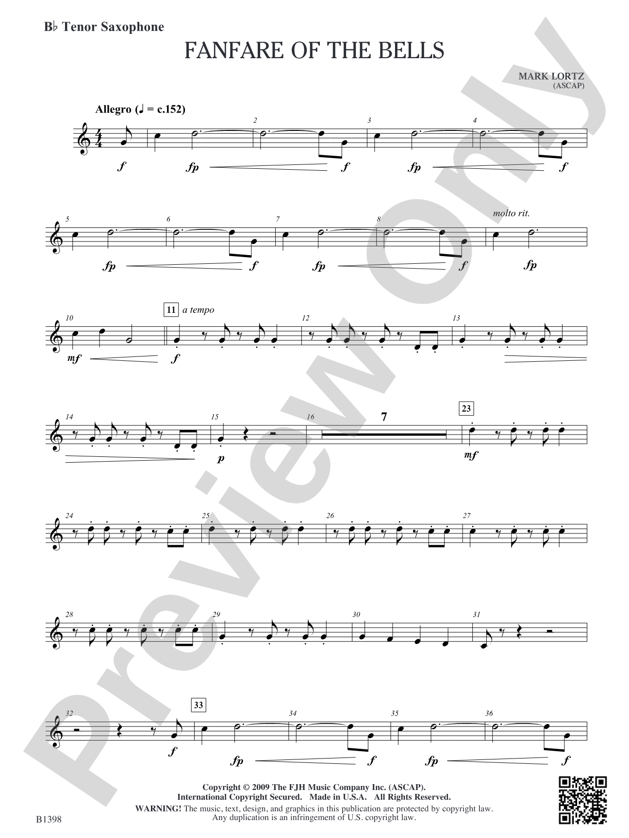 Fanfare of the Bells: B-flat Tenor Saxophone