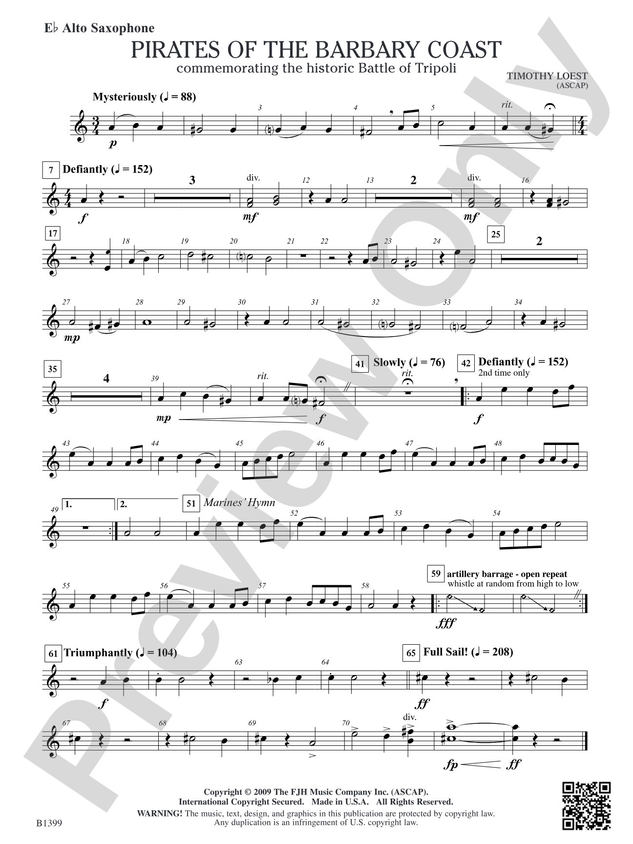 Pirates of the Barbary Coast: E-flat Alto Saxophone