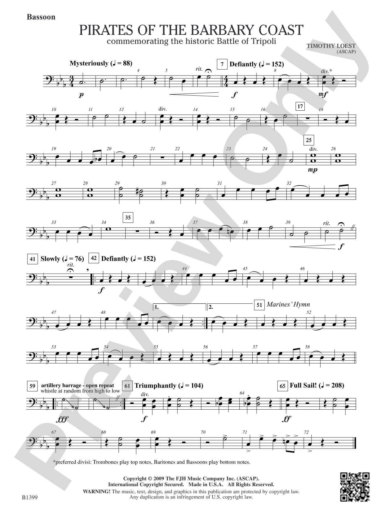 Pirates of the Barbary Coast: Bassoon