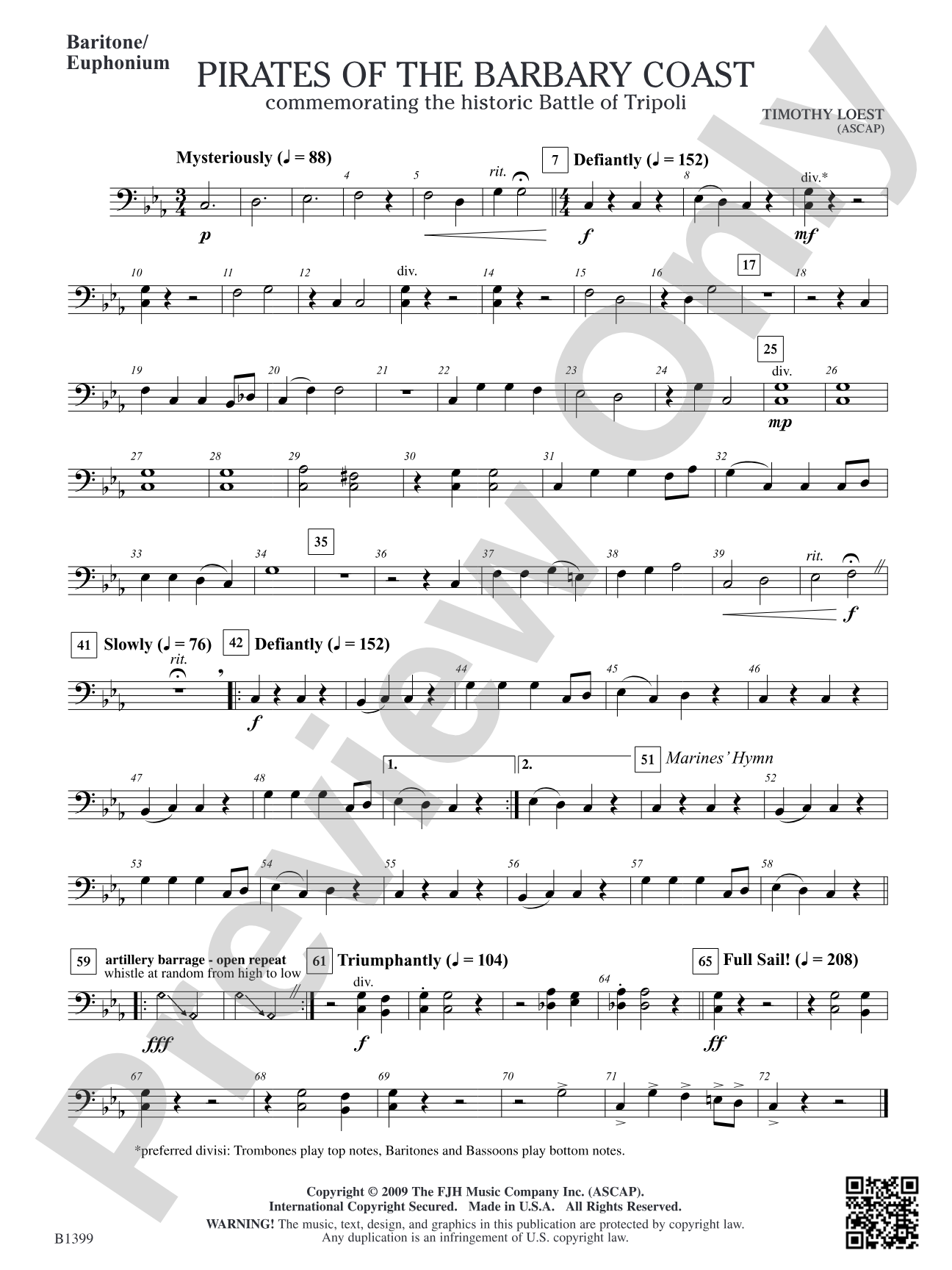 Pirates of the Barbary Coast: Baritone/Euphonium
