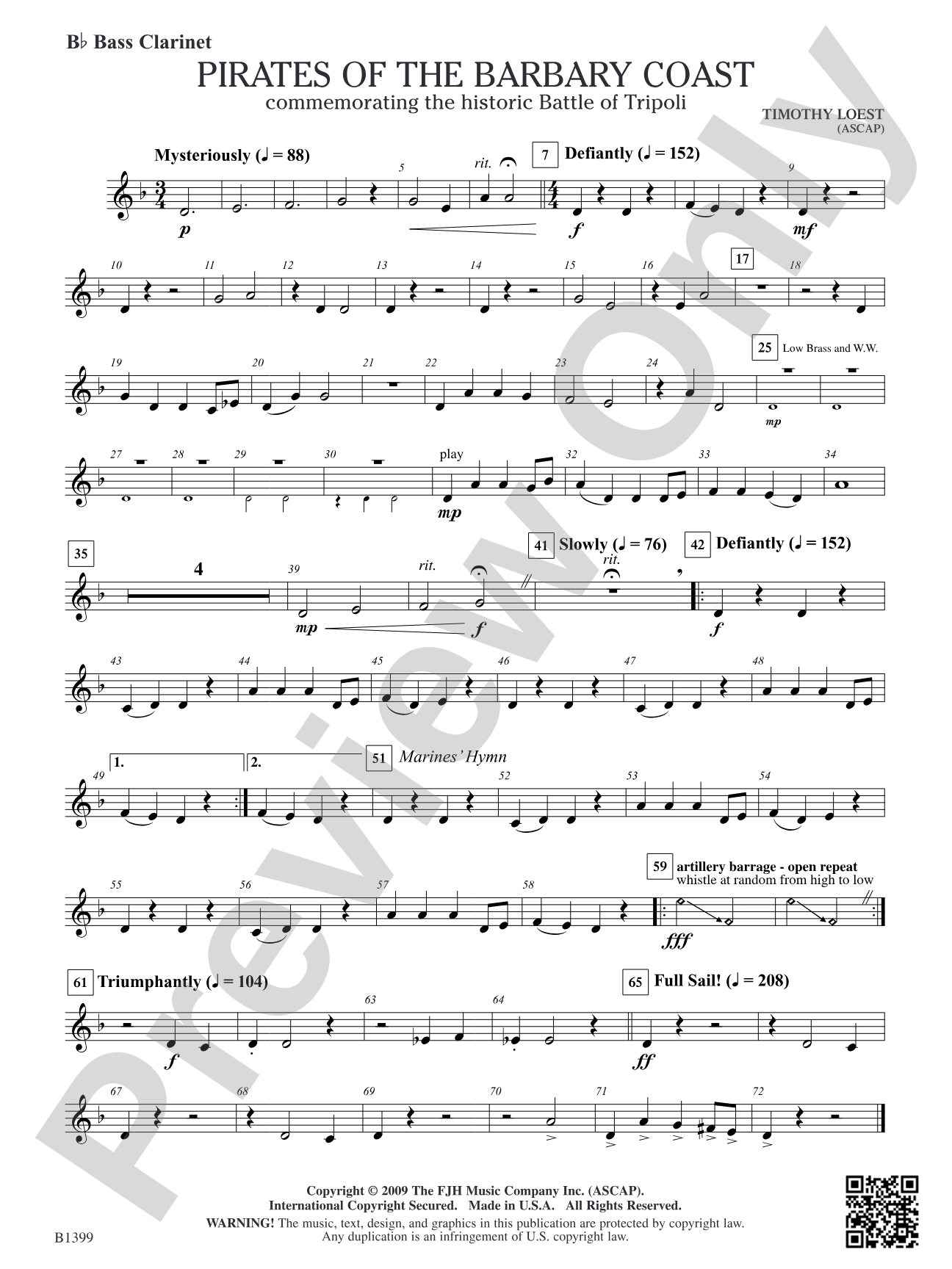 Pirates of the Barbary Coast: B-flat Bass Clarinet