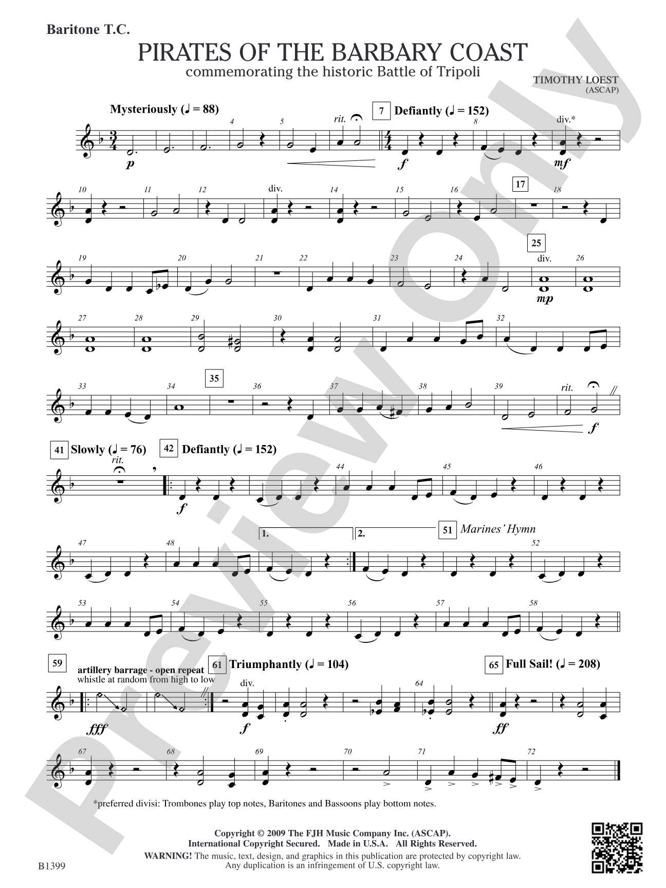 Pirates of the Barbary Coast: Baritone T.C.