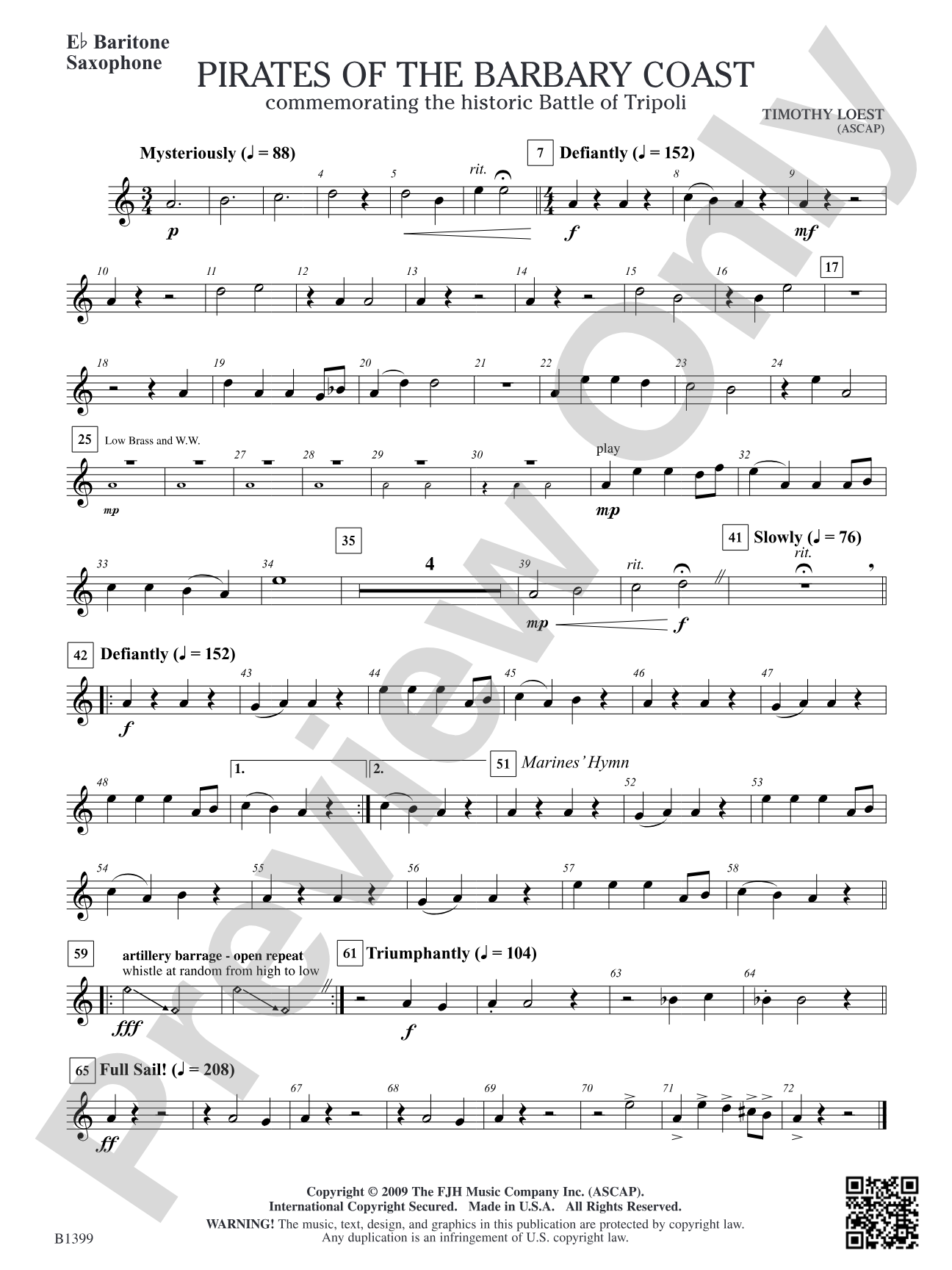 Pirates of the Barbary Coast: E-flat Baritone Saxophone