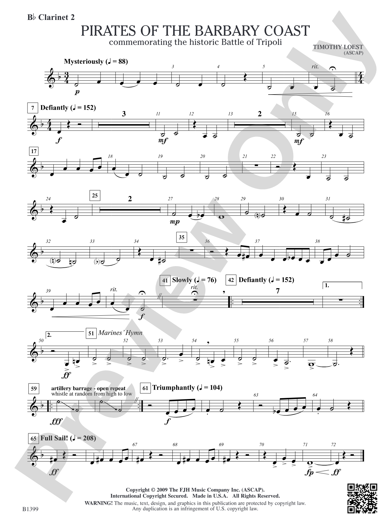 Pirates of the Barbary Coast: B-flat Clarinet 2