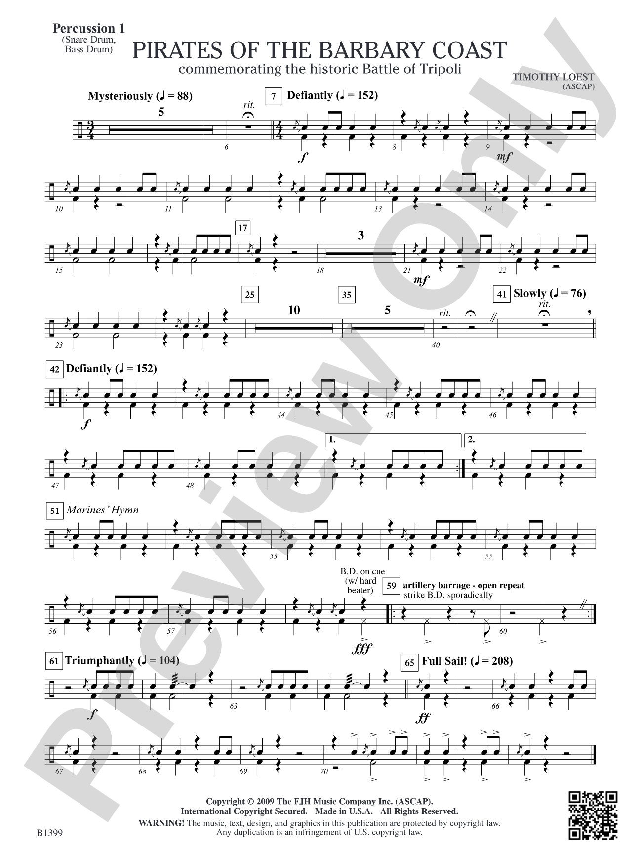 Pirates of the Barbary Coast: Percussion 1