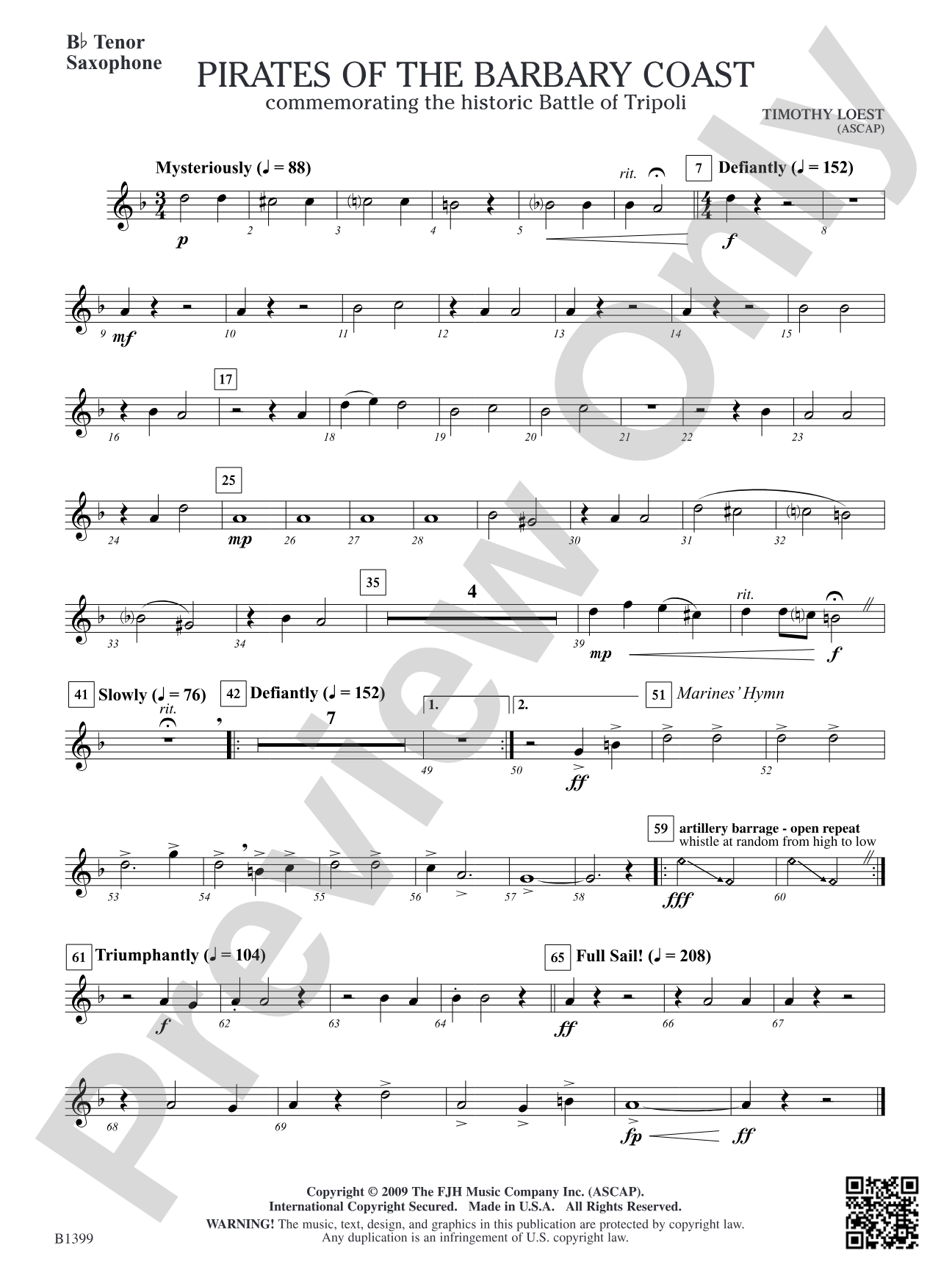 Pirates of the Barbary Coast: B-flat Tenor Saxophone