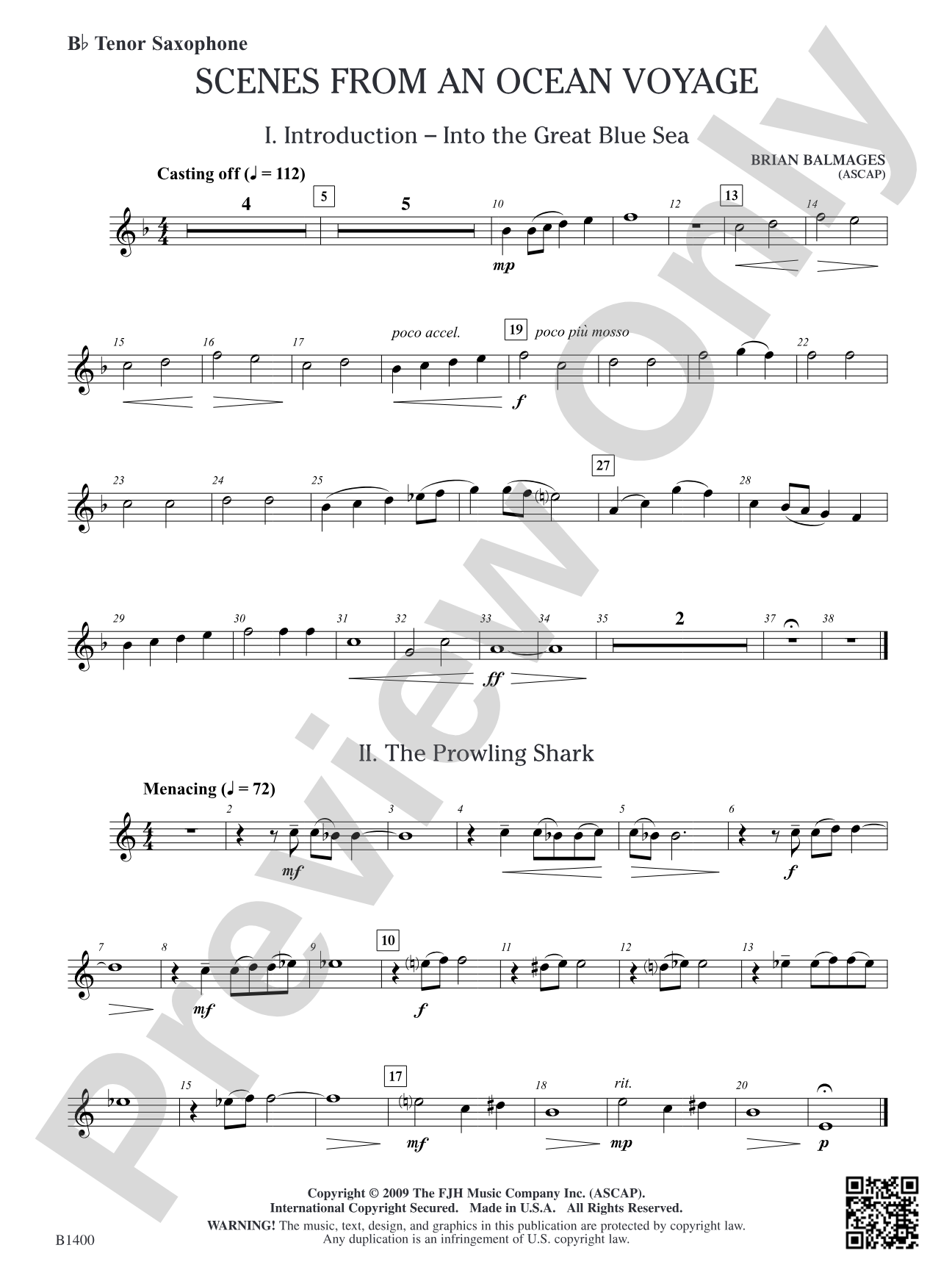 Scenes from an Ocean Voyage: B-flat Tenor Saxophone