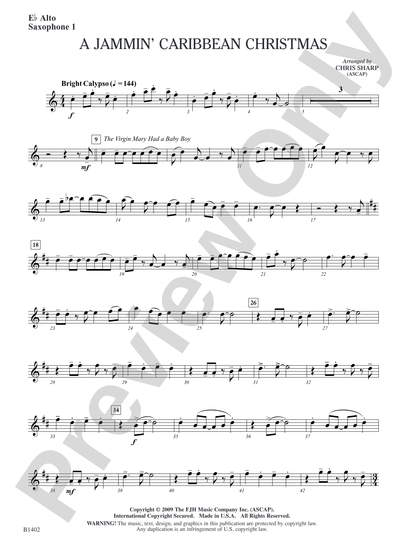 A Jammin' Caribbean Christmas: E-flat Alto Saxophone 1