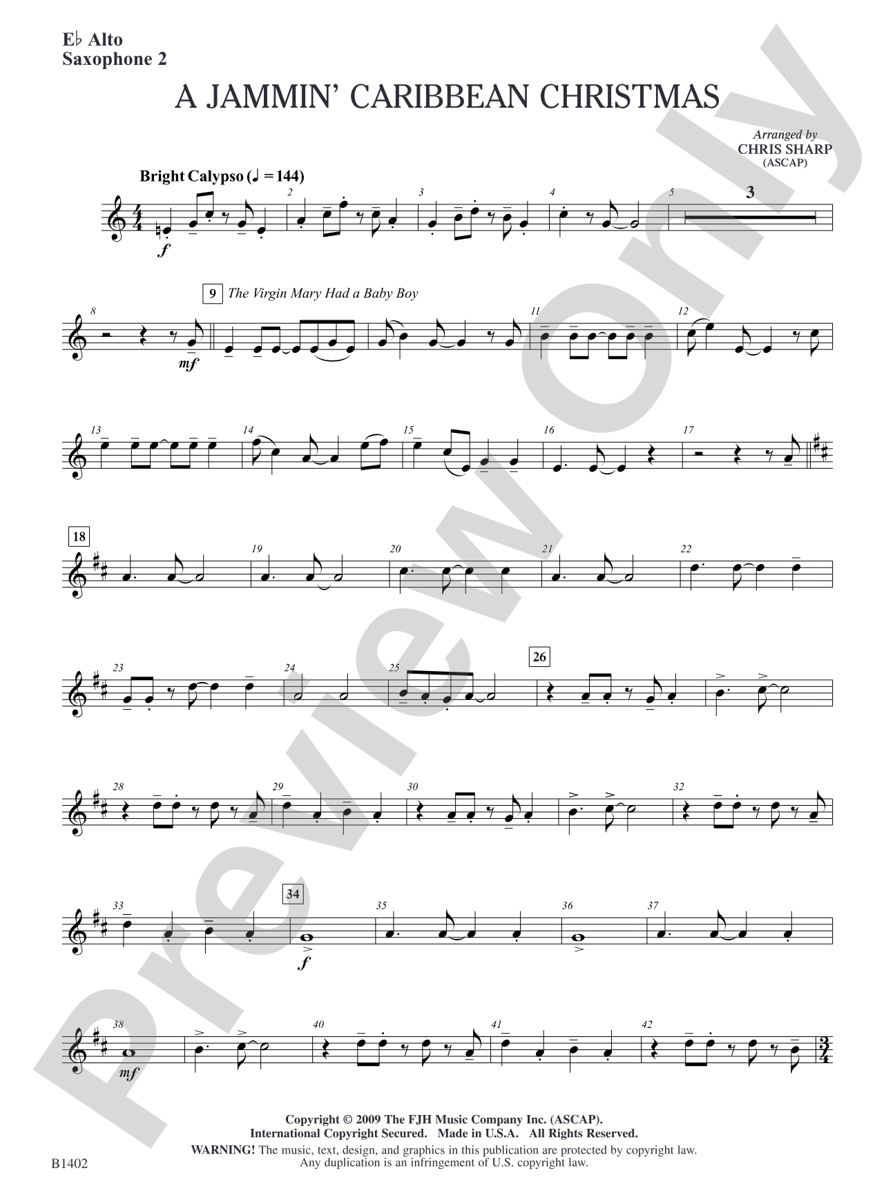A Jammin' Caribbean Christmas: E-flat Alto Saxophone 2