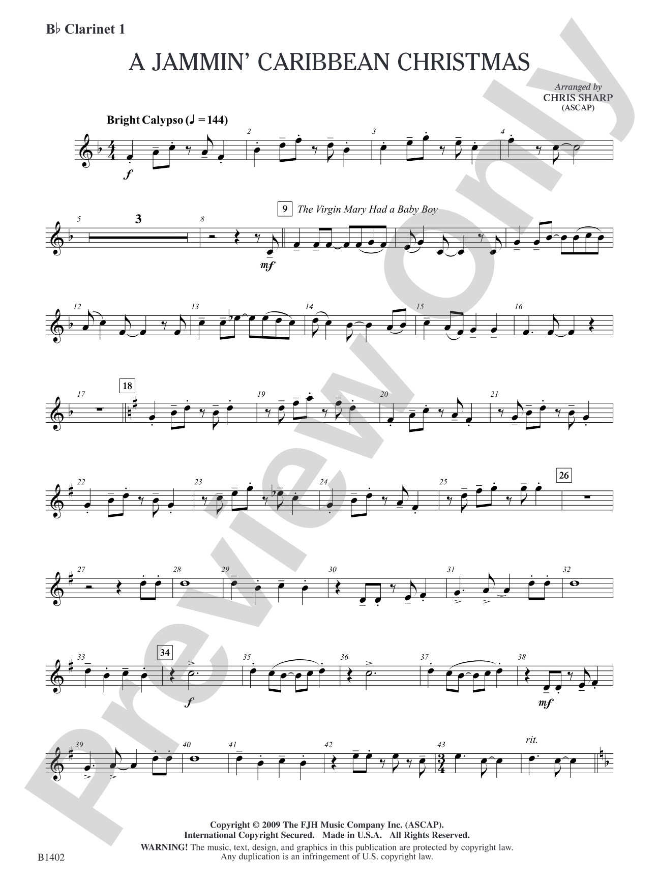 A Jammin' Caribbean Christmas: B-flat Clarinet 1