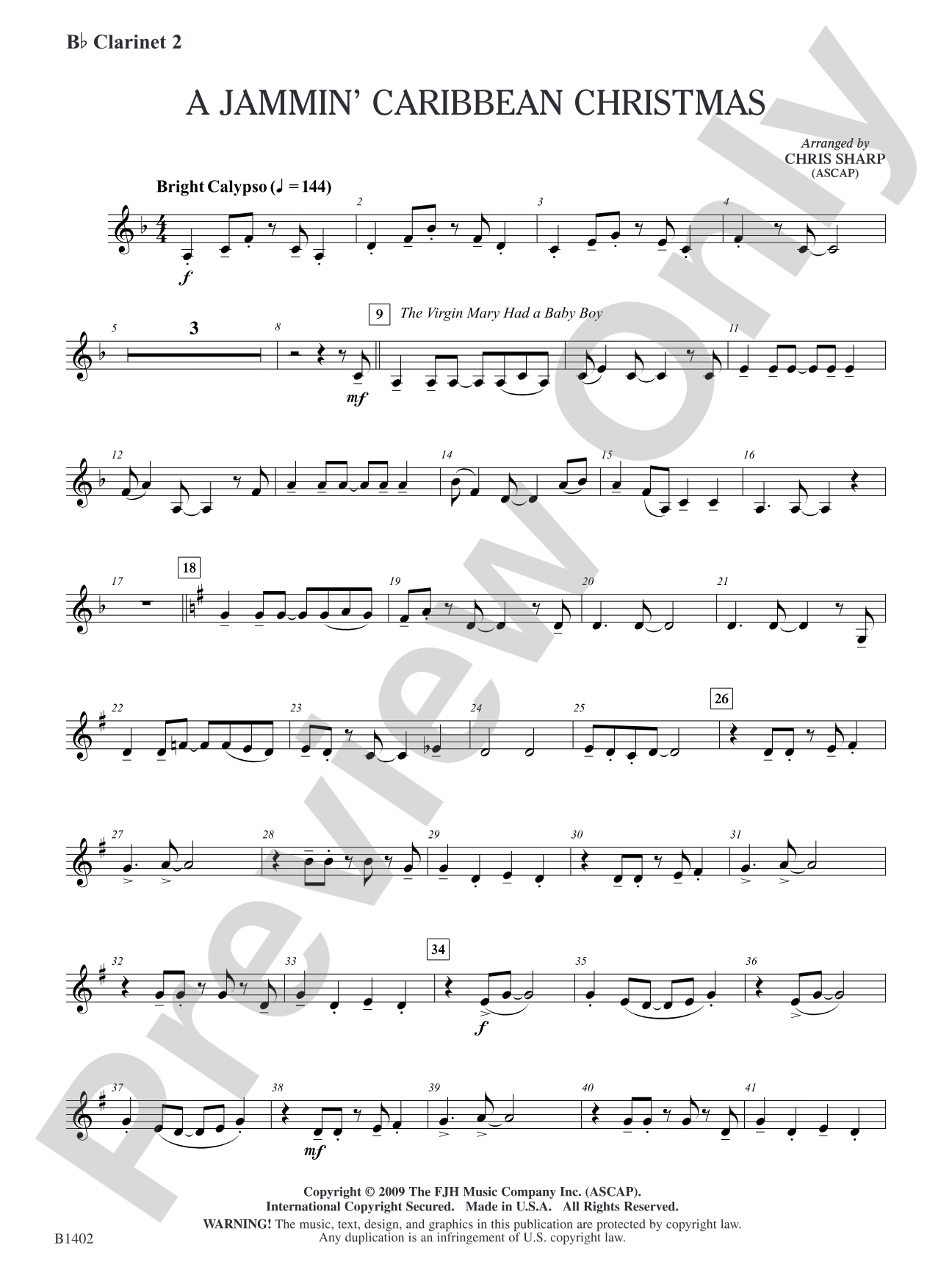 A Jammin' Caribbean Christmas: B-flat Clarinet 2