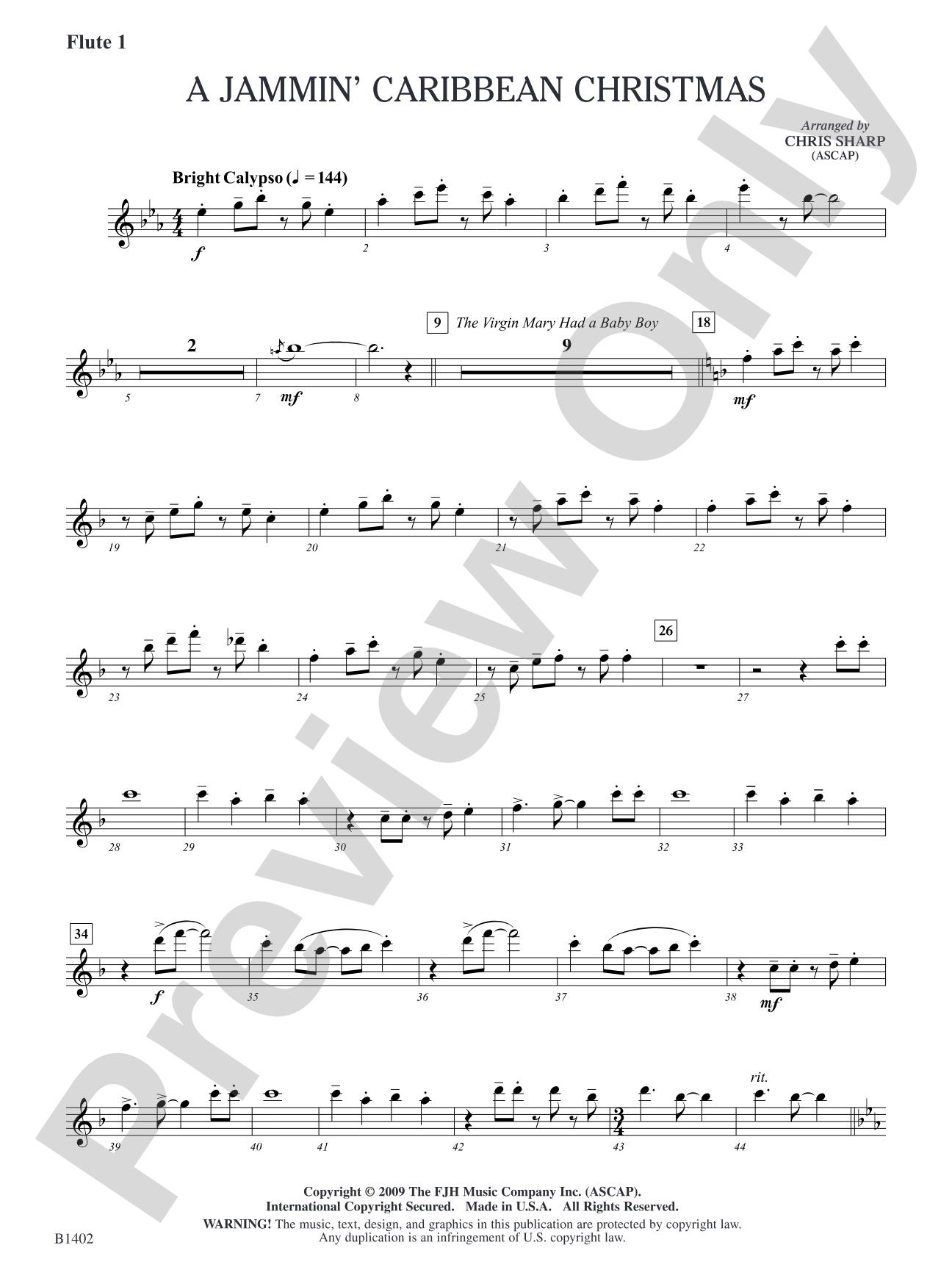 A Jammin' Caribbean Christmas: Flute 1