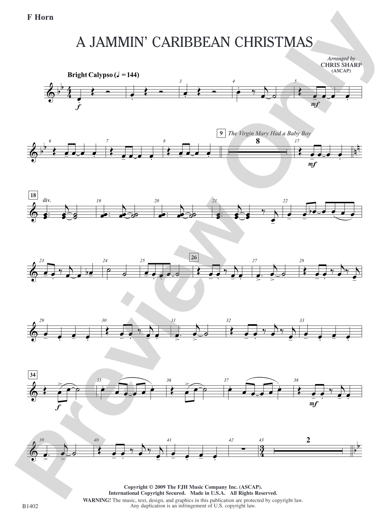 A Jammin' Caribbean Christmas: F Horn