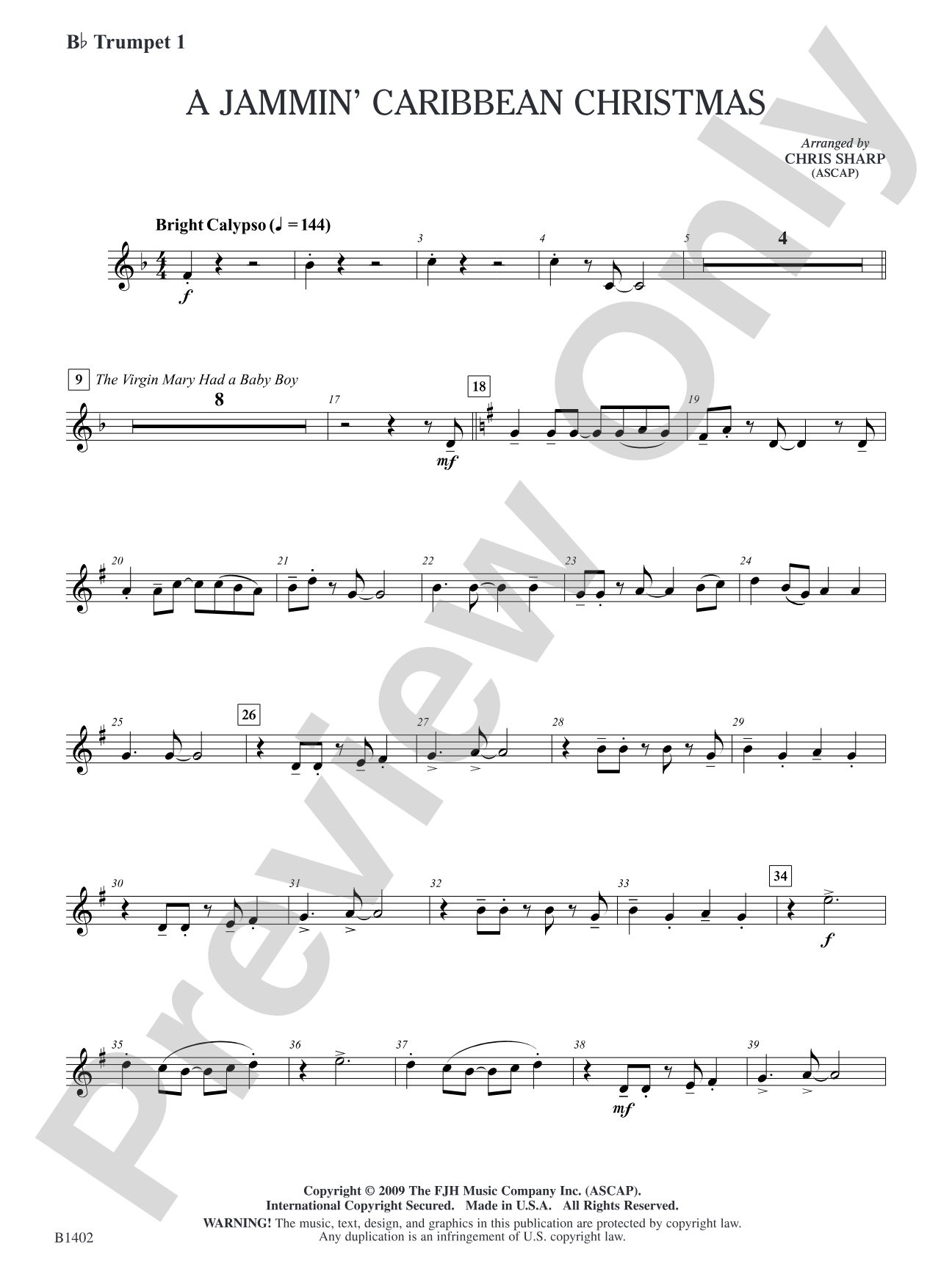 A Jammin' Caribbean Christmas: B-flat Trumpet 1