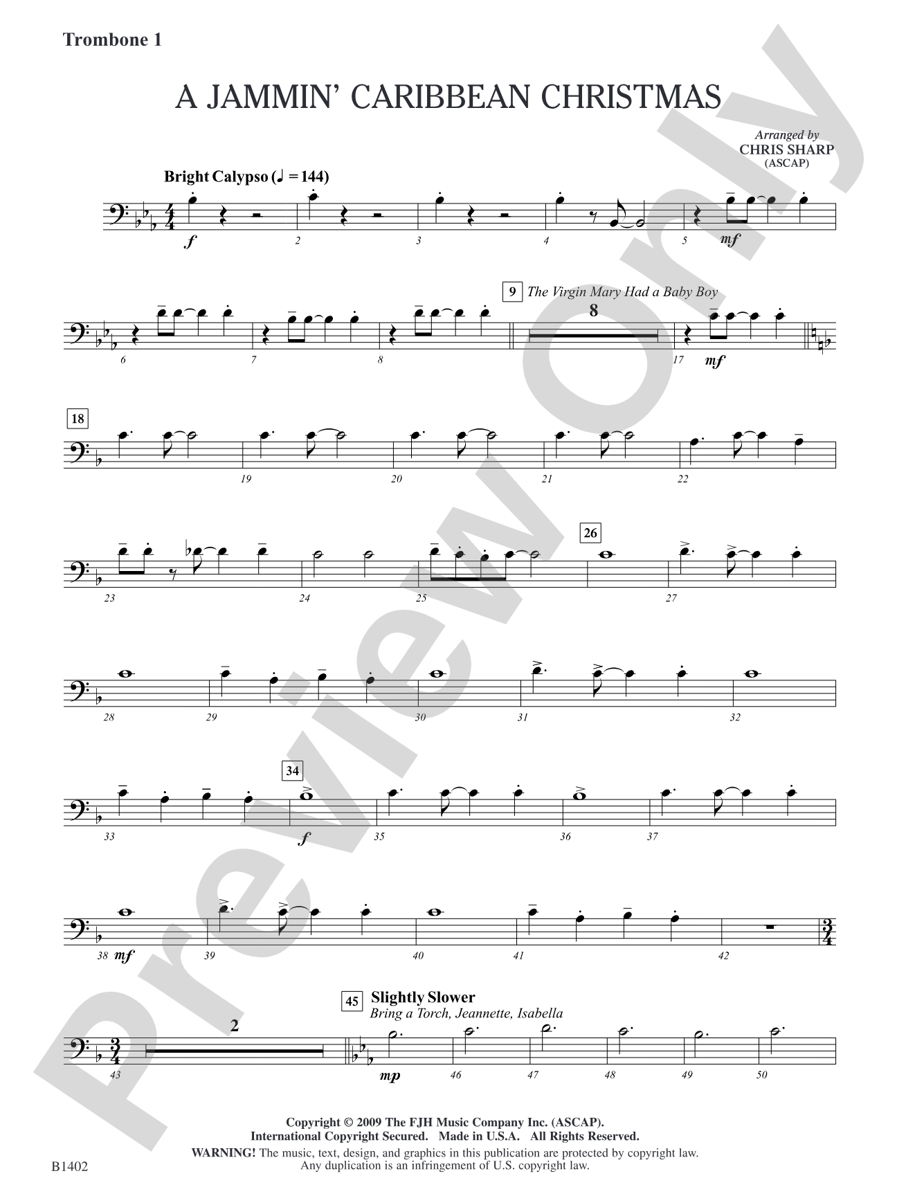 A Jammin' Caribbean Christmas: Trombone 1