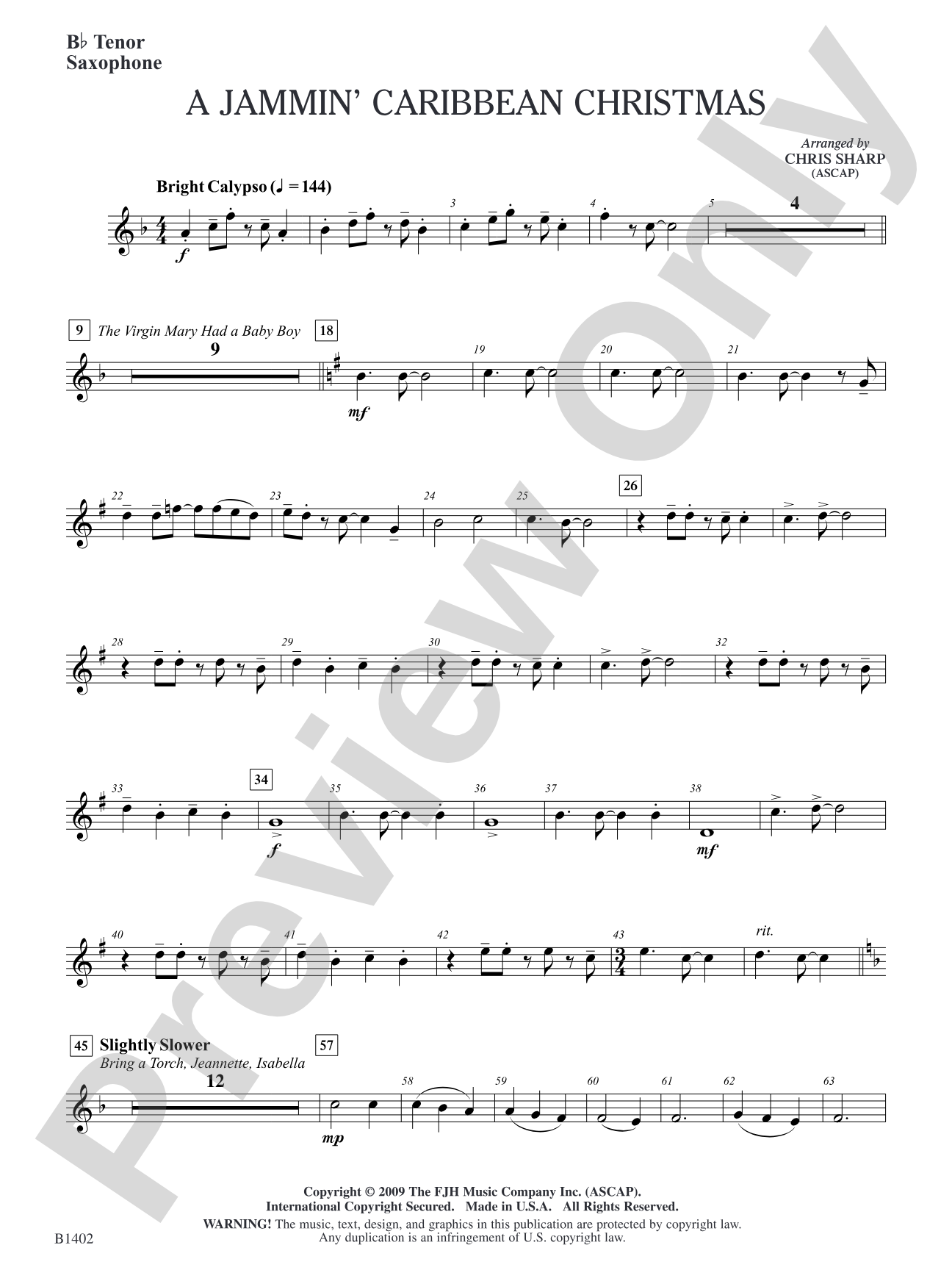 A Jammin' Caribbean Christmas: B-flat Tenor Saxophone
