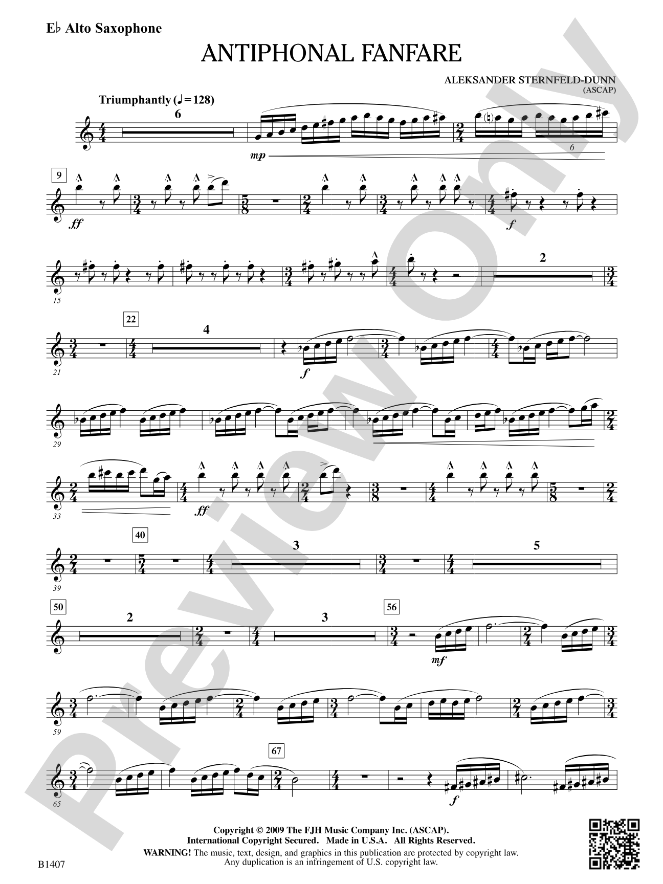 Antiphonal Fanfare: E-flat Alto Saxophone
