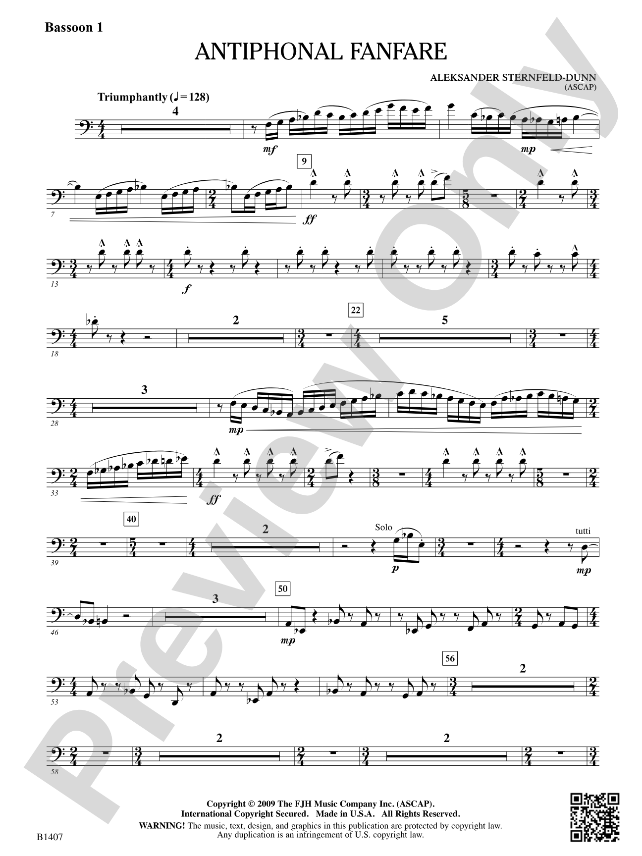 Antiphonal Fanfare: Bassoon 1