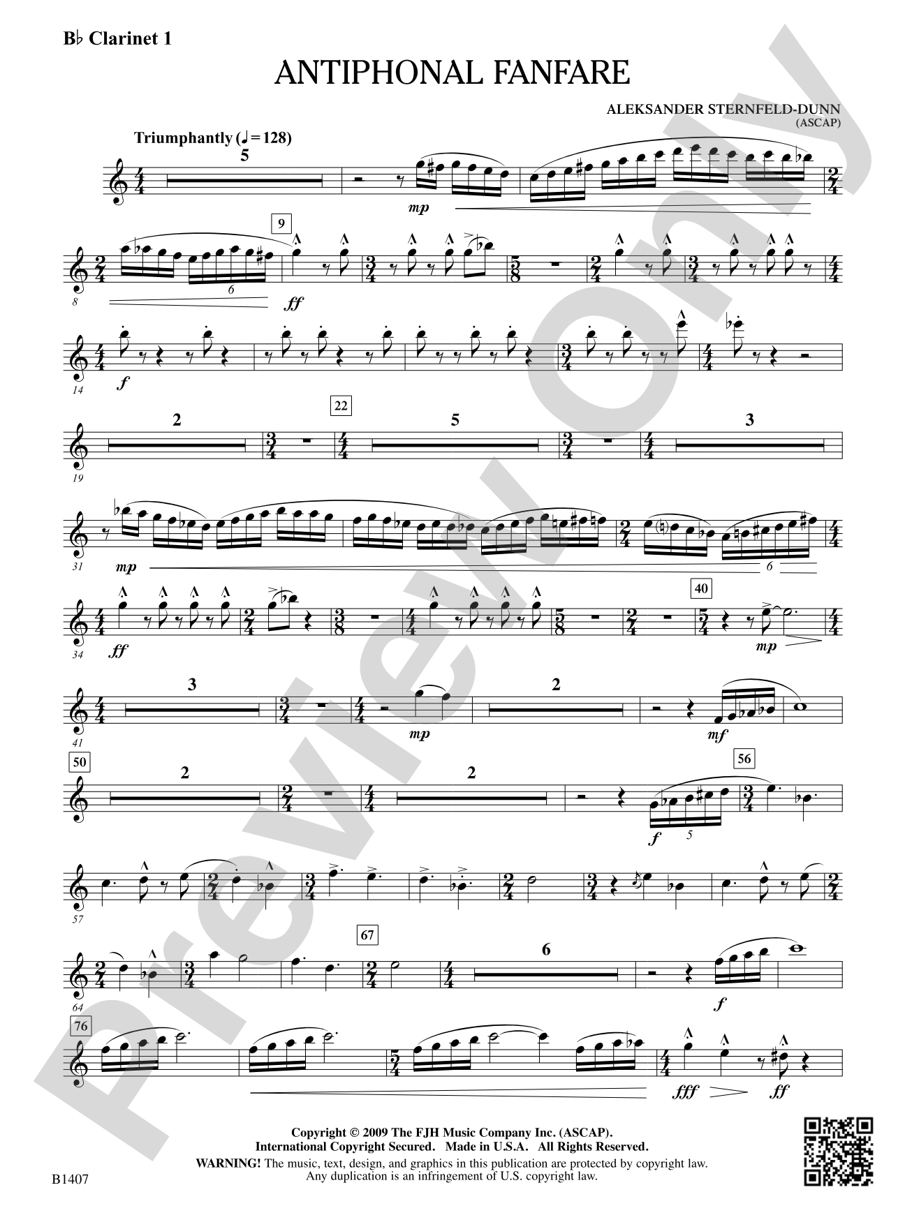 Antiphonal Fanfare: B-flat Clarinet 1