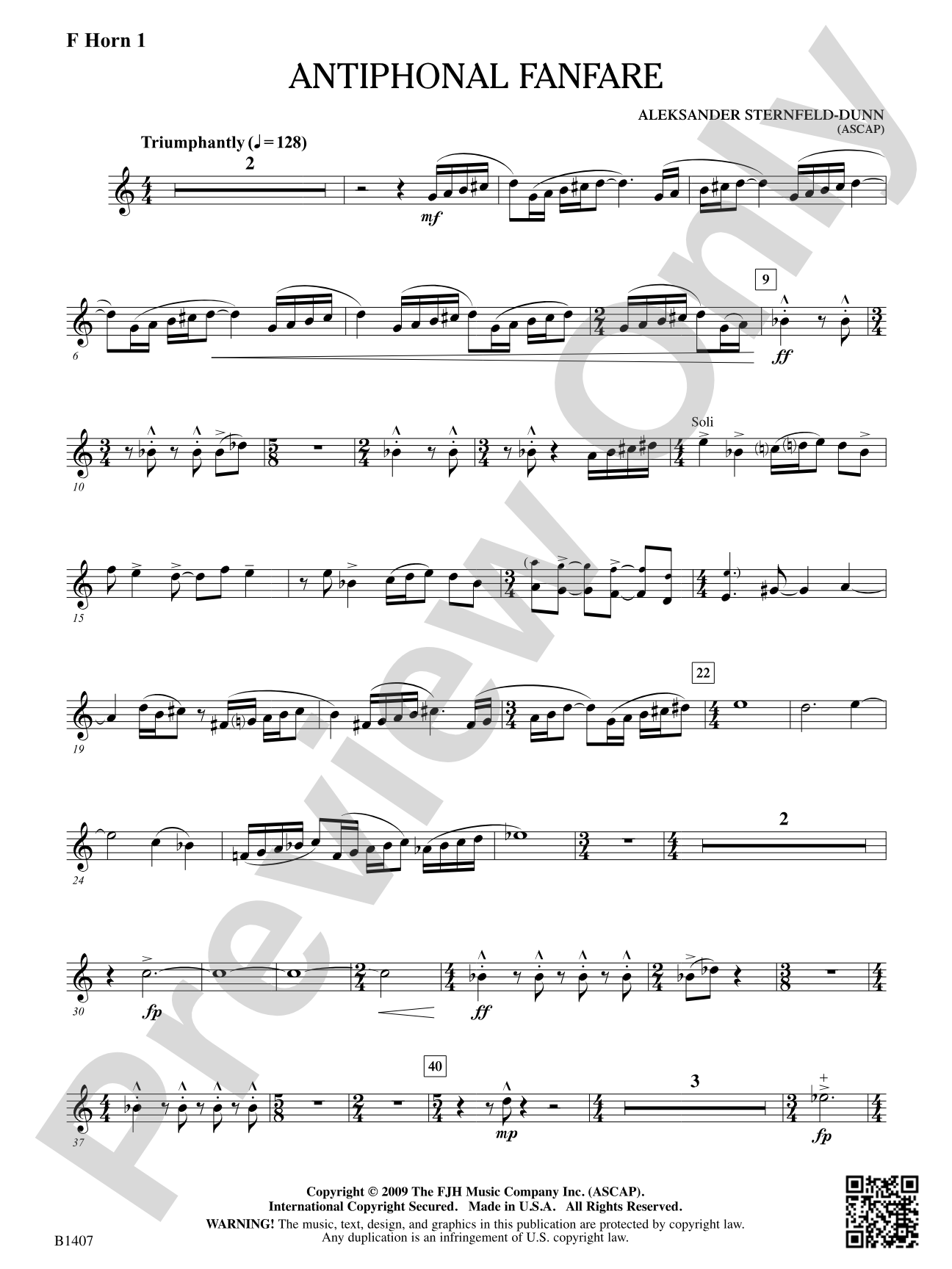 Antiphonal Fanfare: F Horn 1