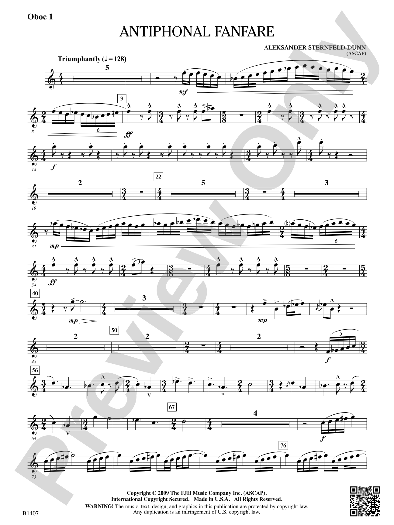 Antiphonal Fanfare: Oboe 1