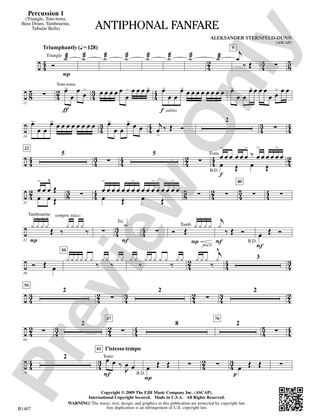 Antiphonal Fanfare: Percussion 1
