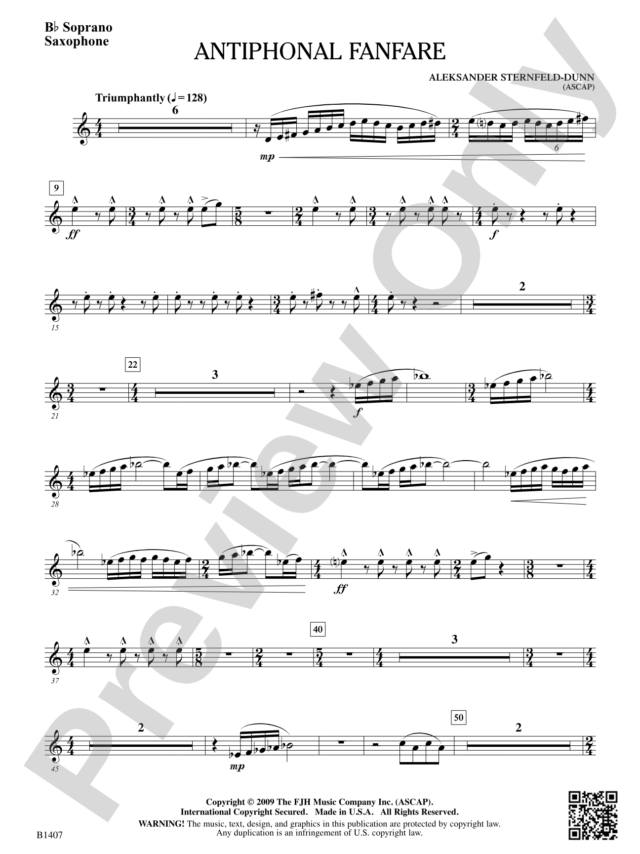 Antiphonal Fanfare: B-flat Soprano Saxophone