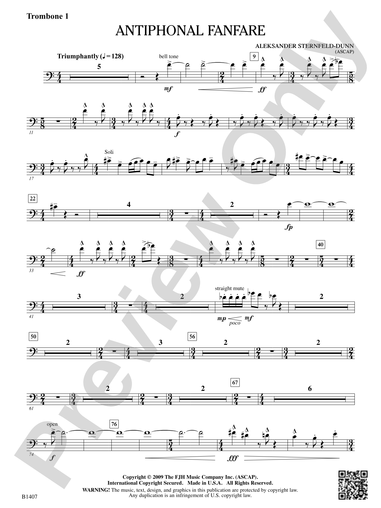 Antiphonal Fanfare: Trombone 1