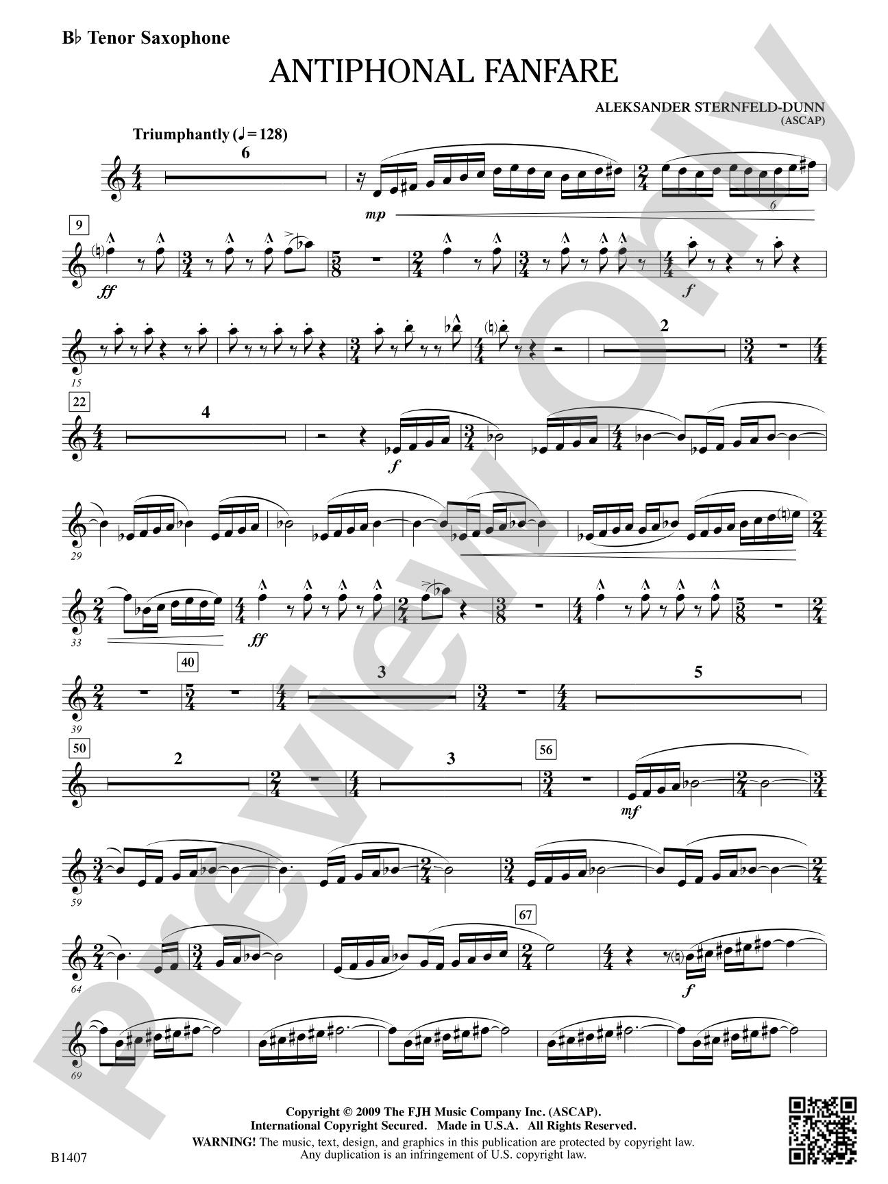 Antiphonal Fanfare: B-flat Tenor Saxophone