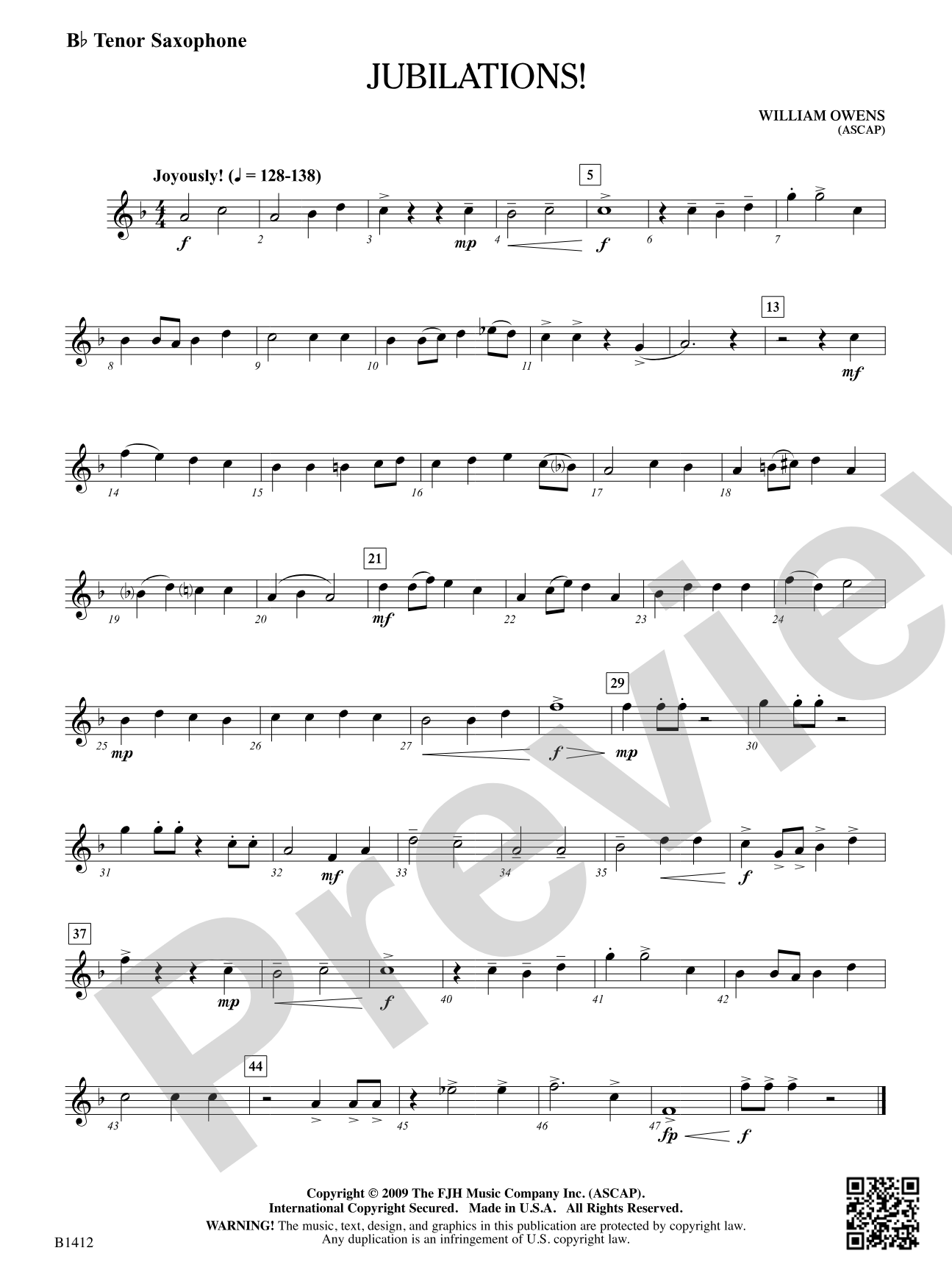 Jubilations!: B-flat Tenor Saxophone