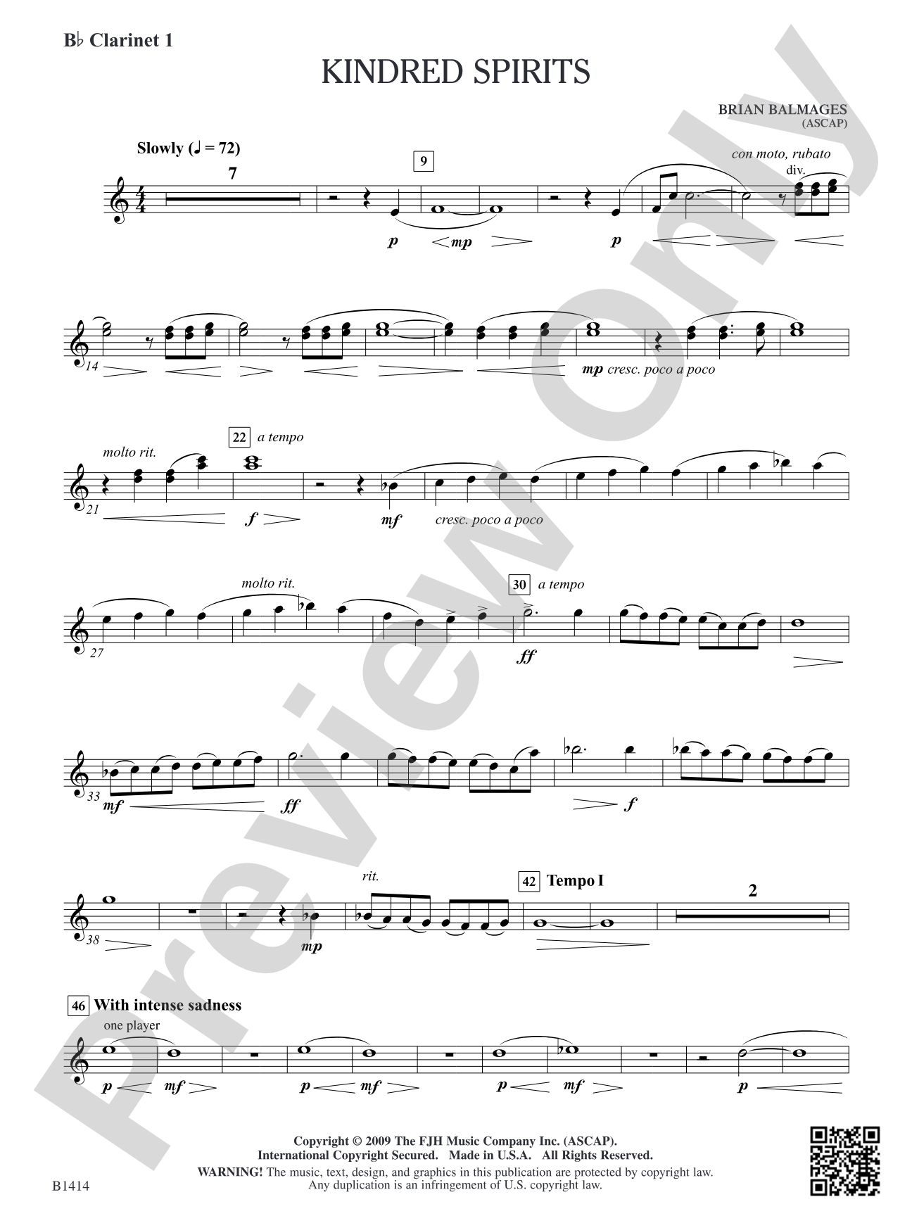 Kindred Spirits: B-flat Clarinet 1
